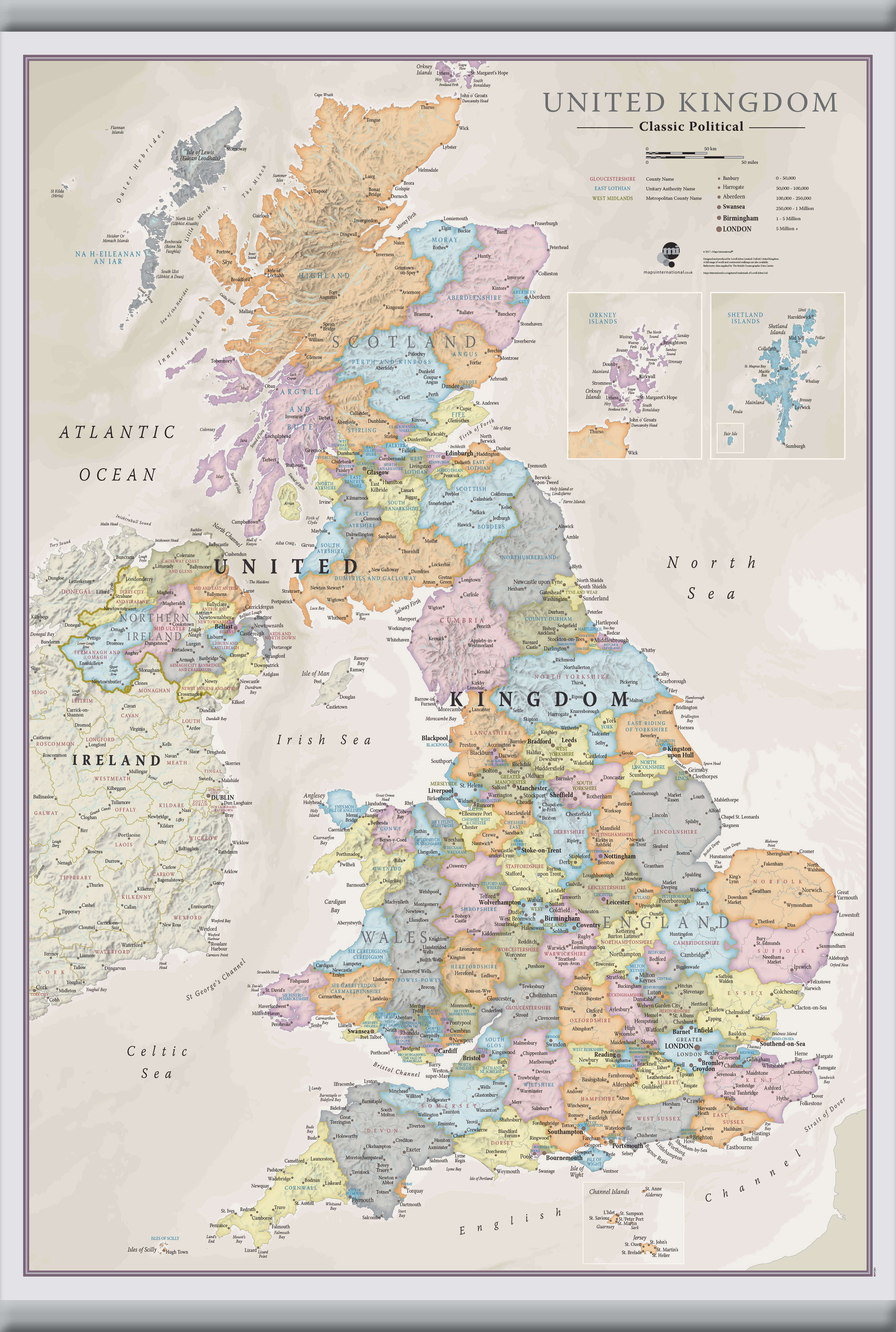 UK01636_M_CANHB - UK Classic Wall Map
