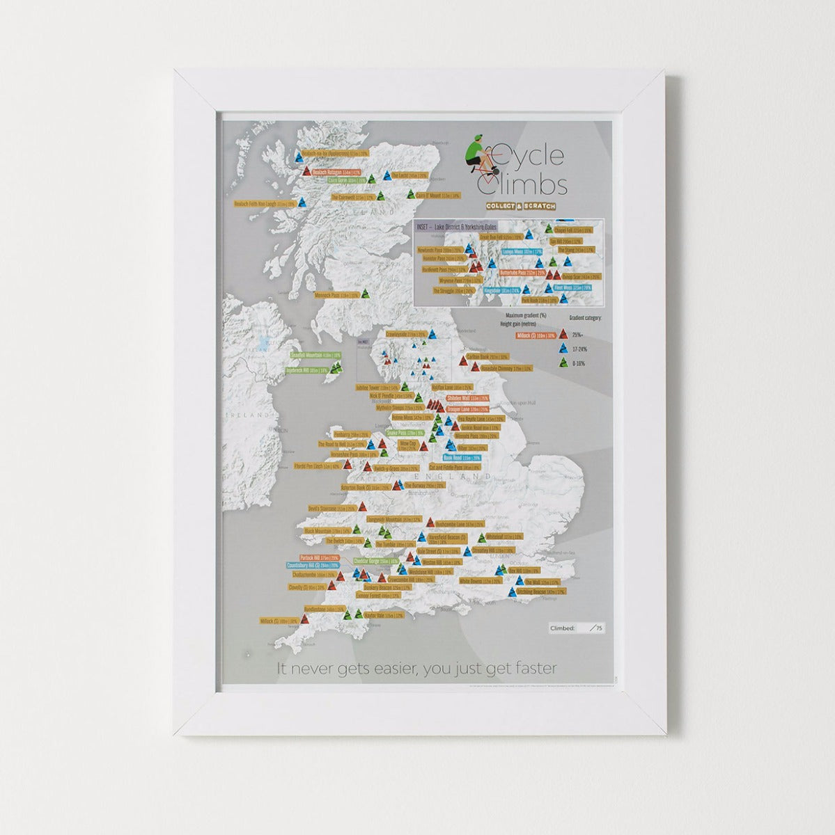 UK01621_3_BWWHI - Scratch Off UK Cycle Climbs Print
