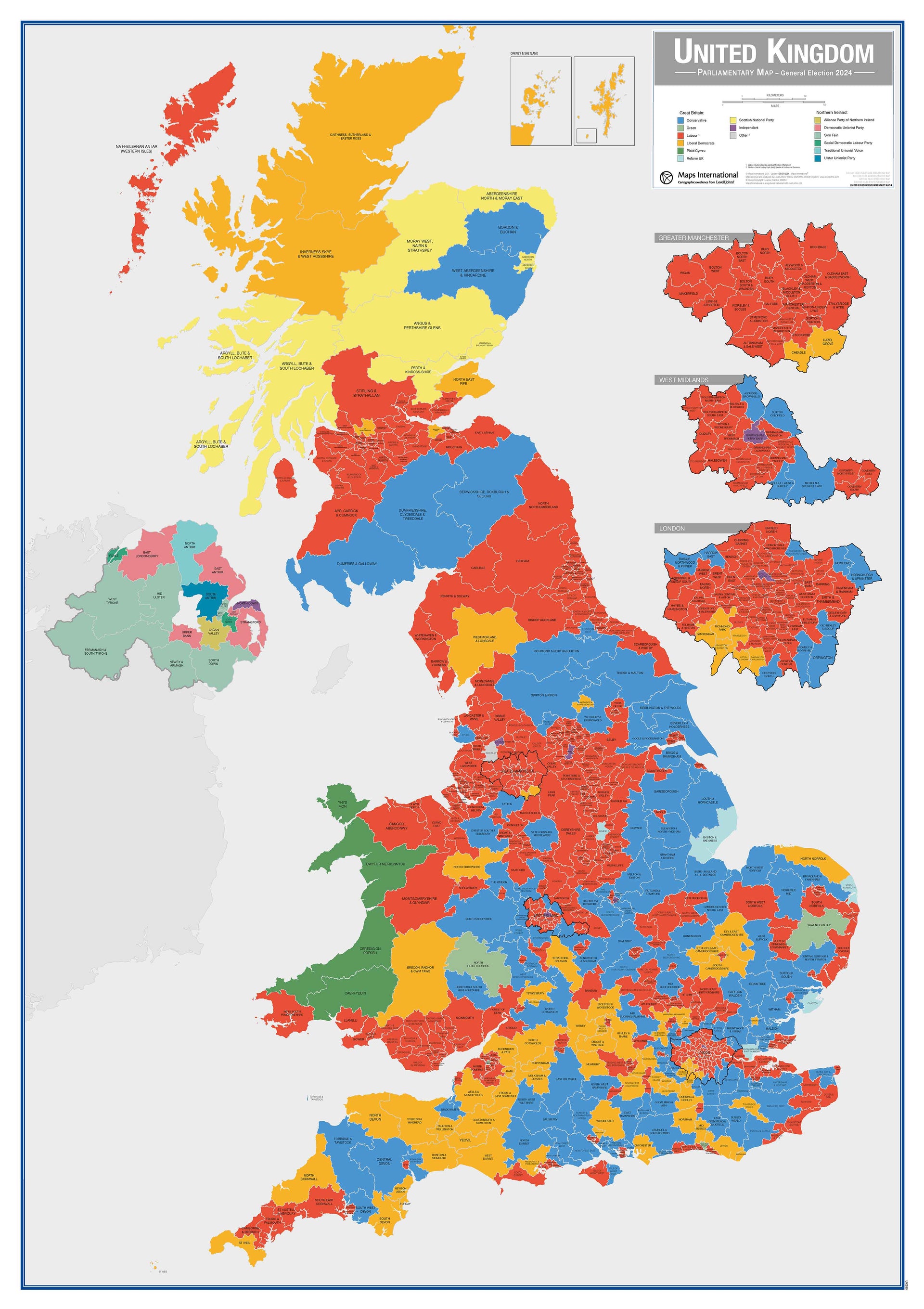 UK00397_L_PAPER UK Parliamentary Constituency Boundary Wall Map
