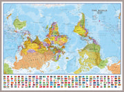 WM00627_L_LBDAL - Upside-down World Wall Map Political with flags