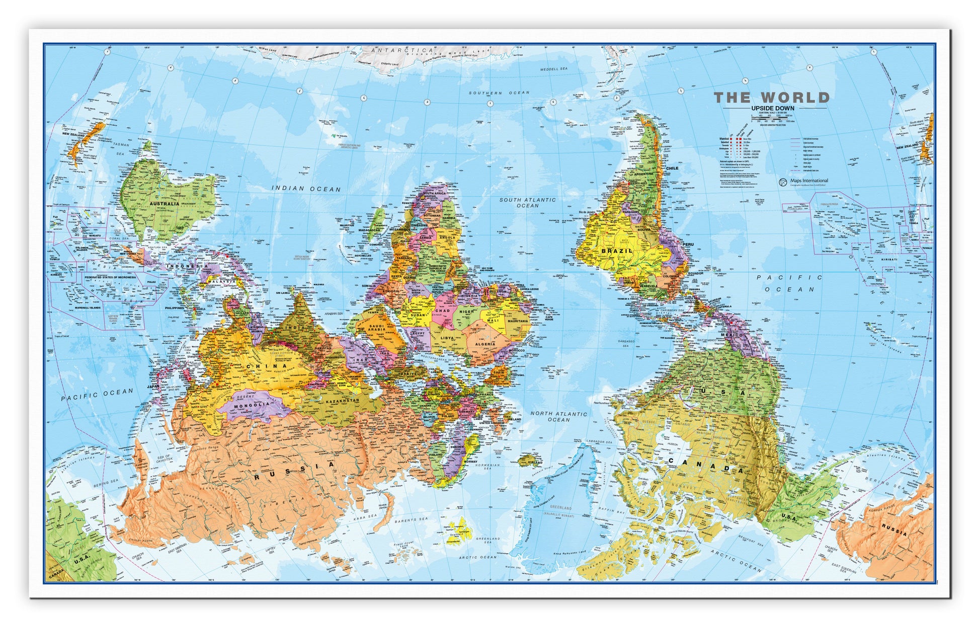 WM00626_H_CANVA - Upside Down World Wall Map Political