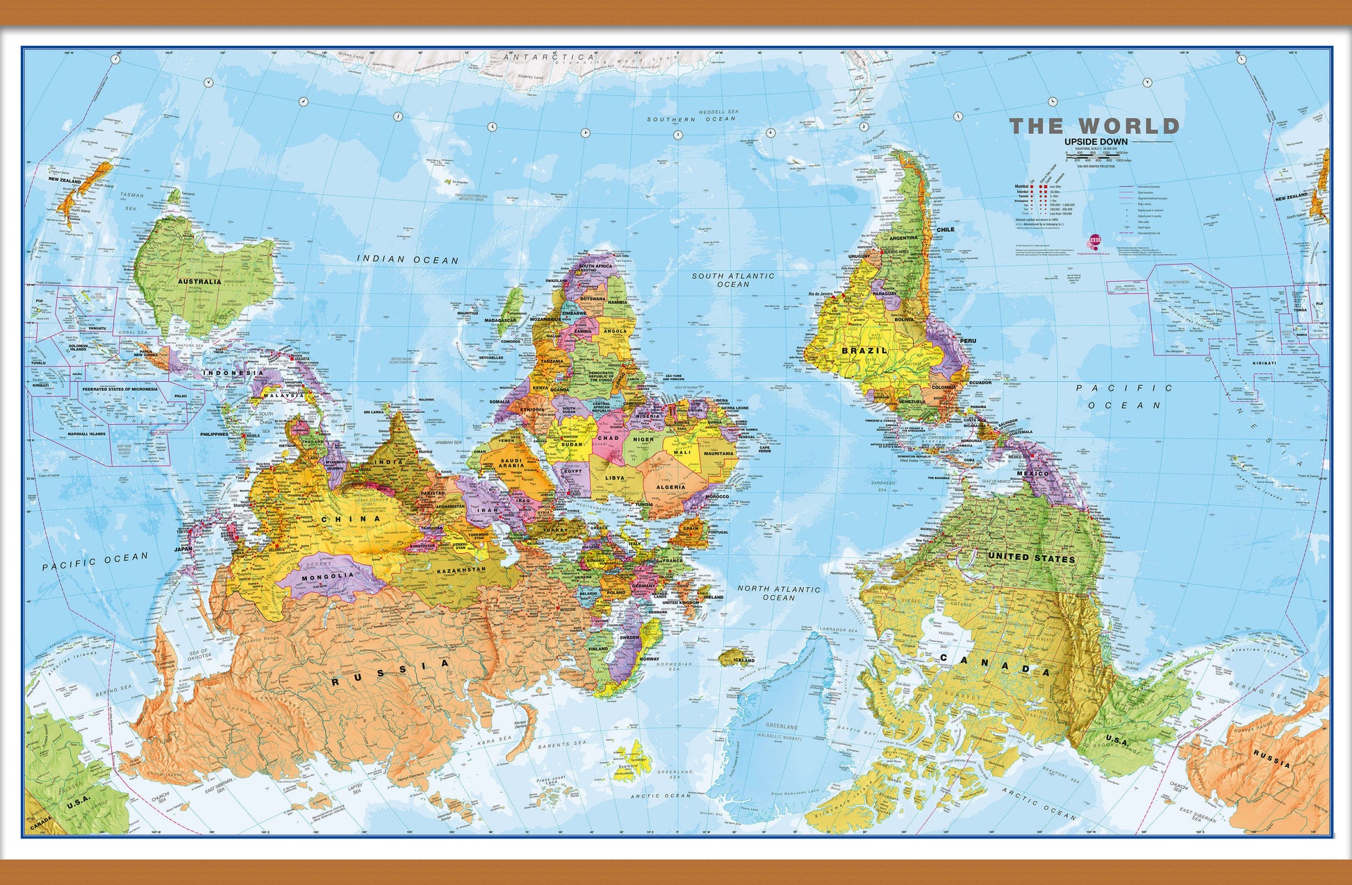 WM00626_L_CWDHB - Upside Down World Wall Map Political