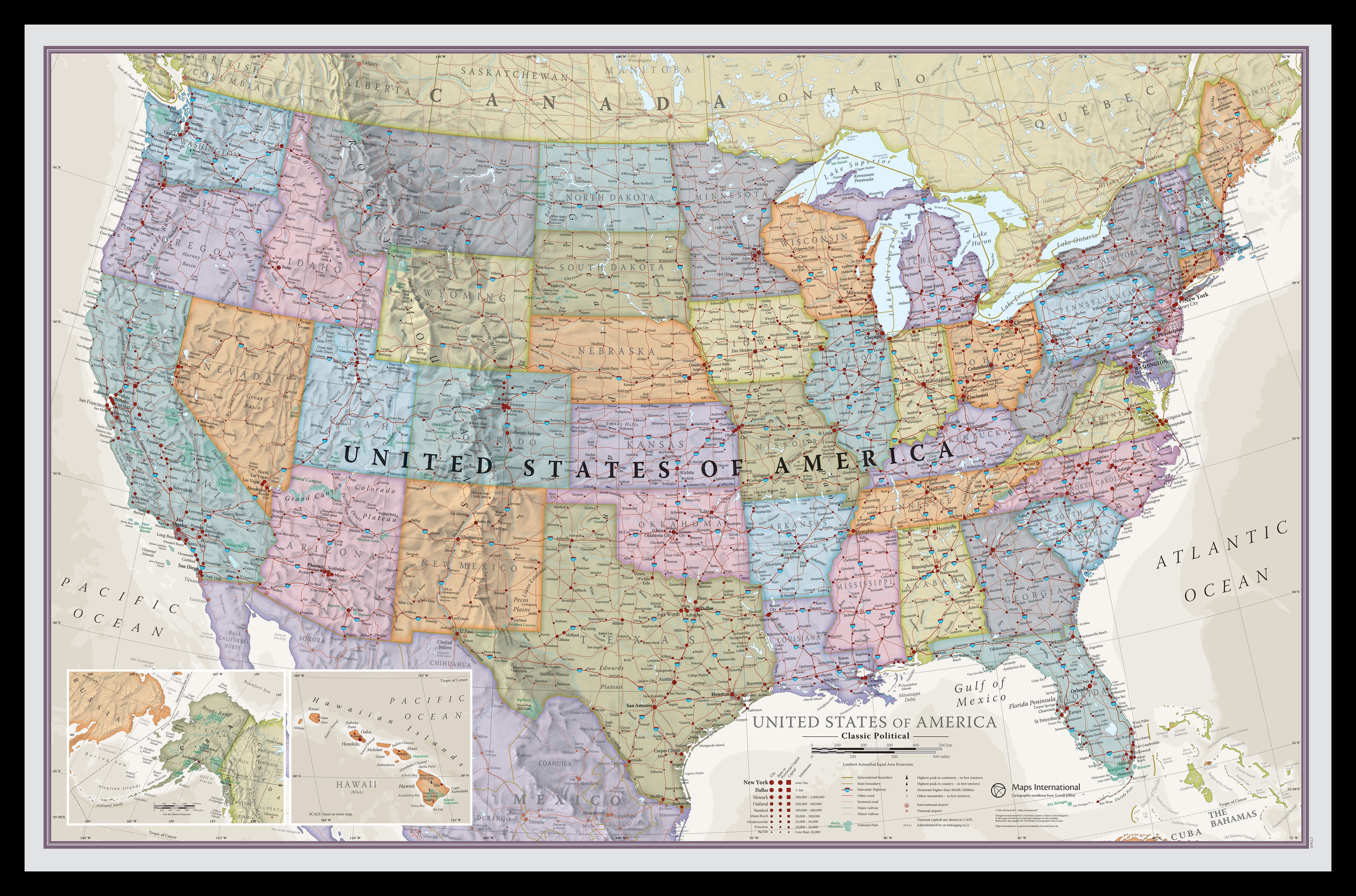 CM01635_M_PINBL - USA Classic Wall Map