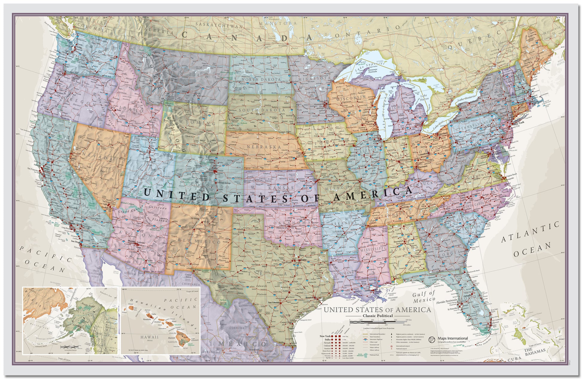 CM01635_L_LMBRD - USA Classic Wall Map