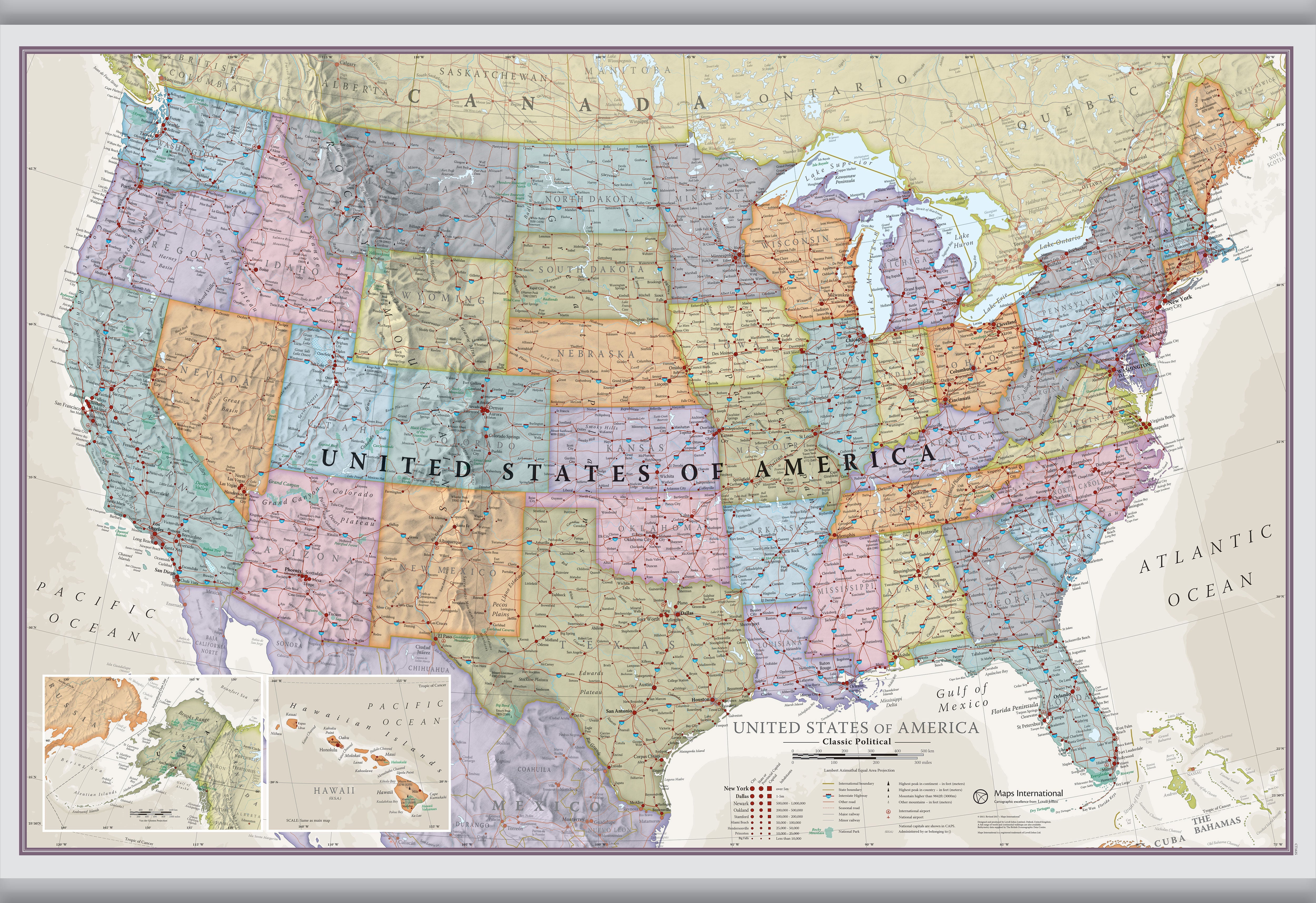 CM01635_L_LAMHB - USA Classic Wall Map