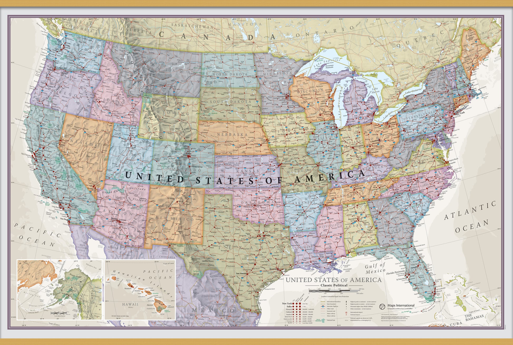 Usa Classic Wall Map Wooden Bars Lwdhb 1