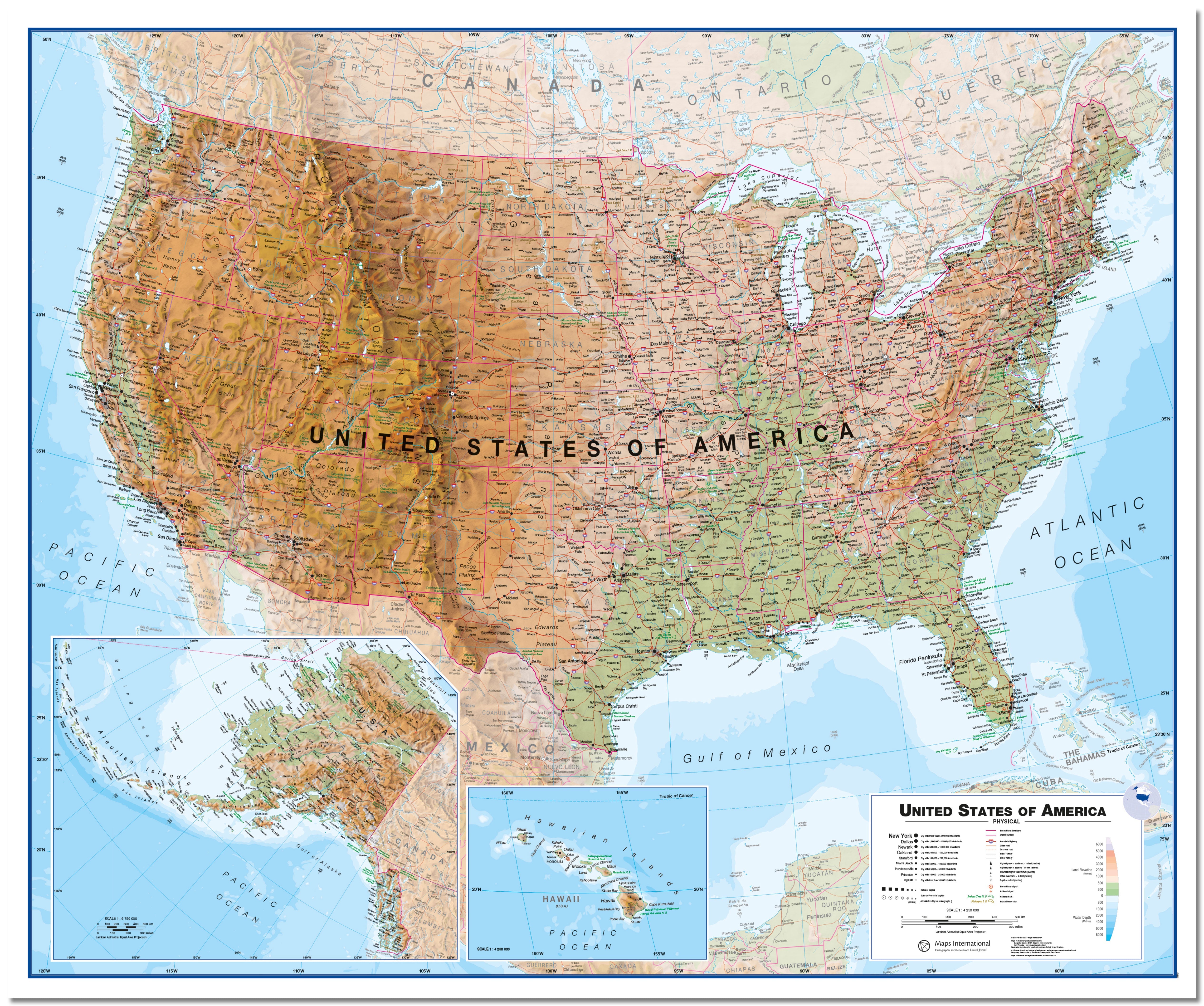 CM00022_H_LMBRD - USA Wall Map Physical