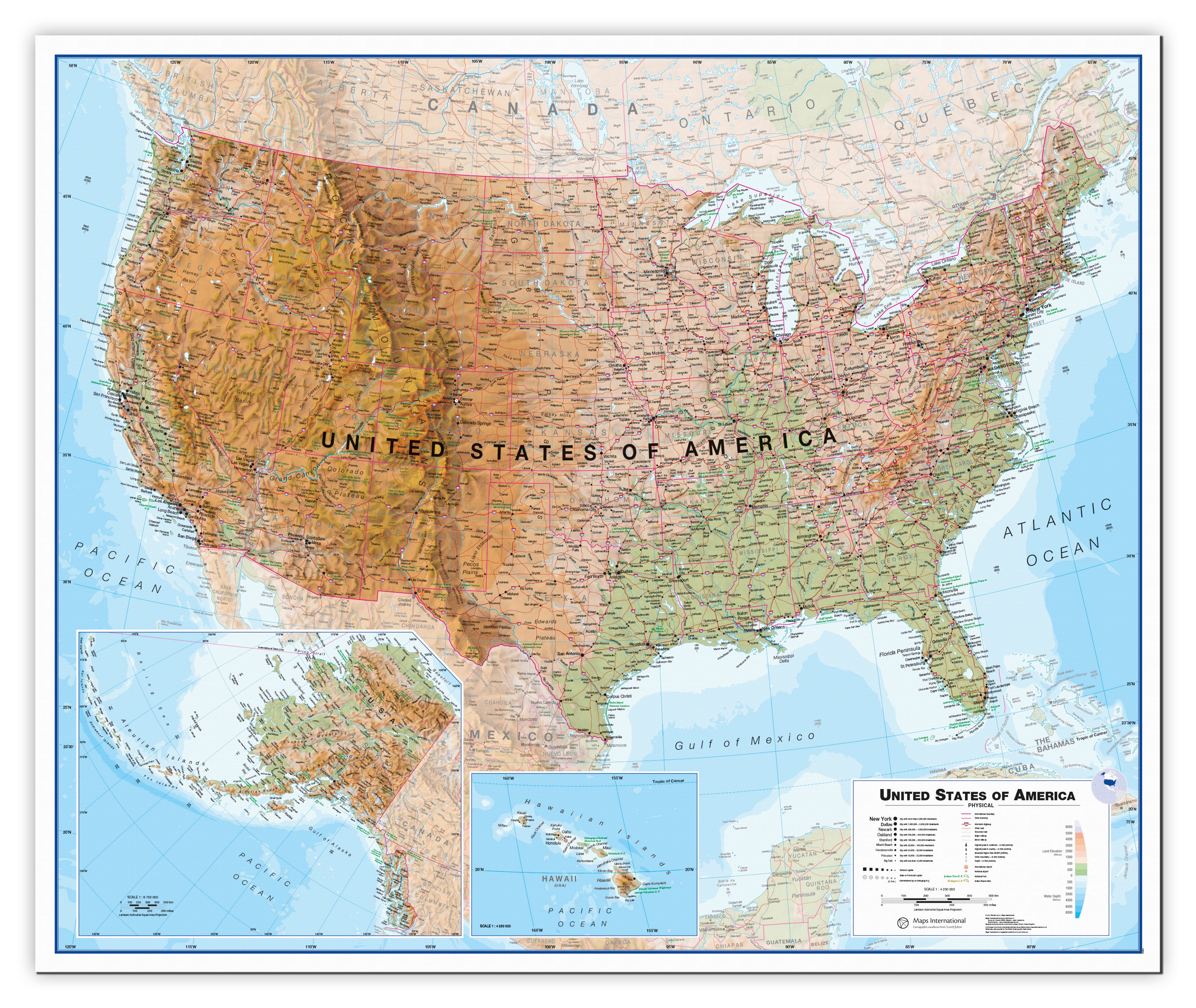 CM00022_L_CANVA - USA Wall Map Physical