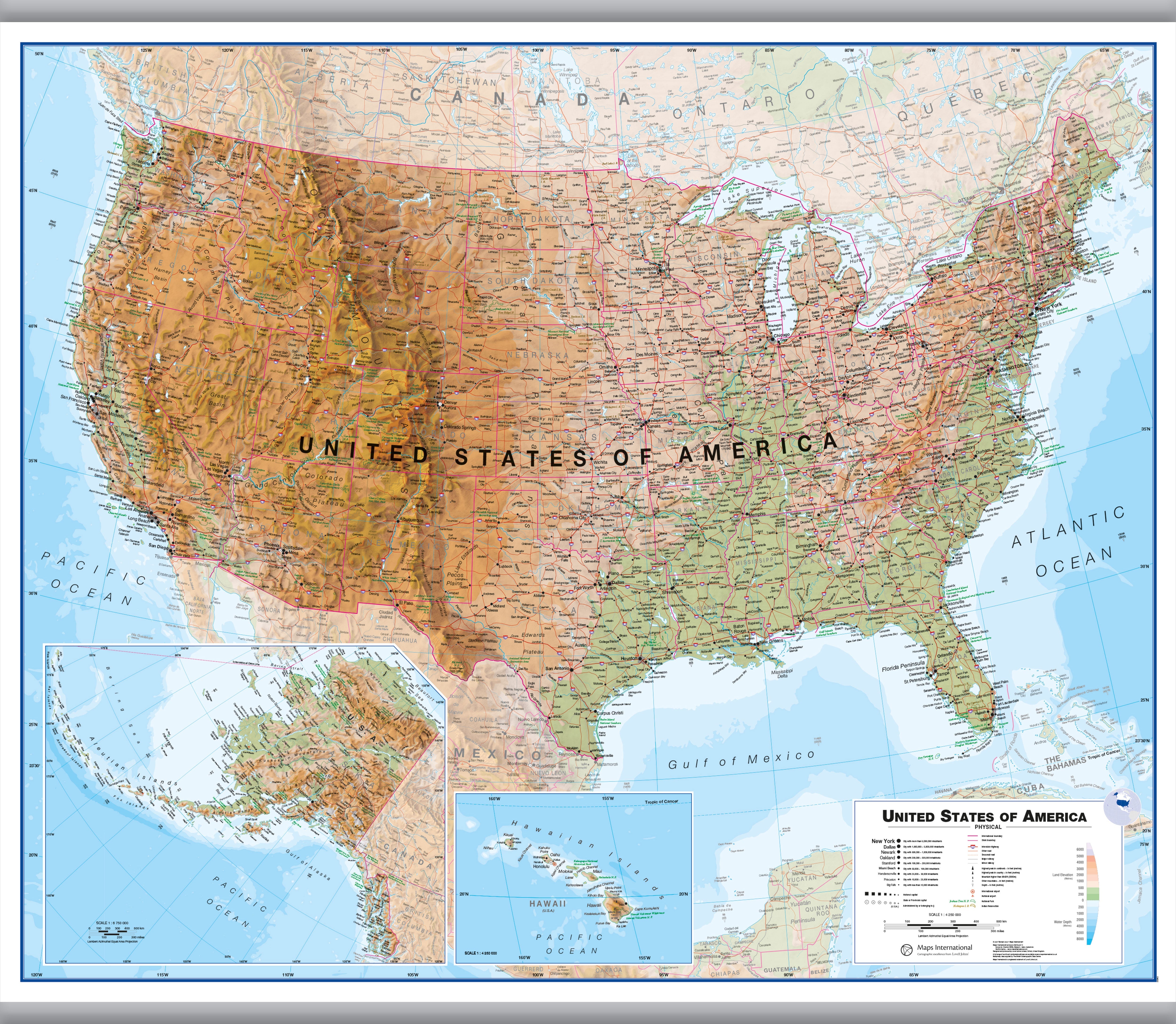 CM00022_H_LAMHB - USA Wall Map Physical