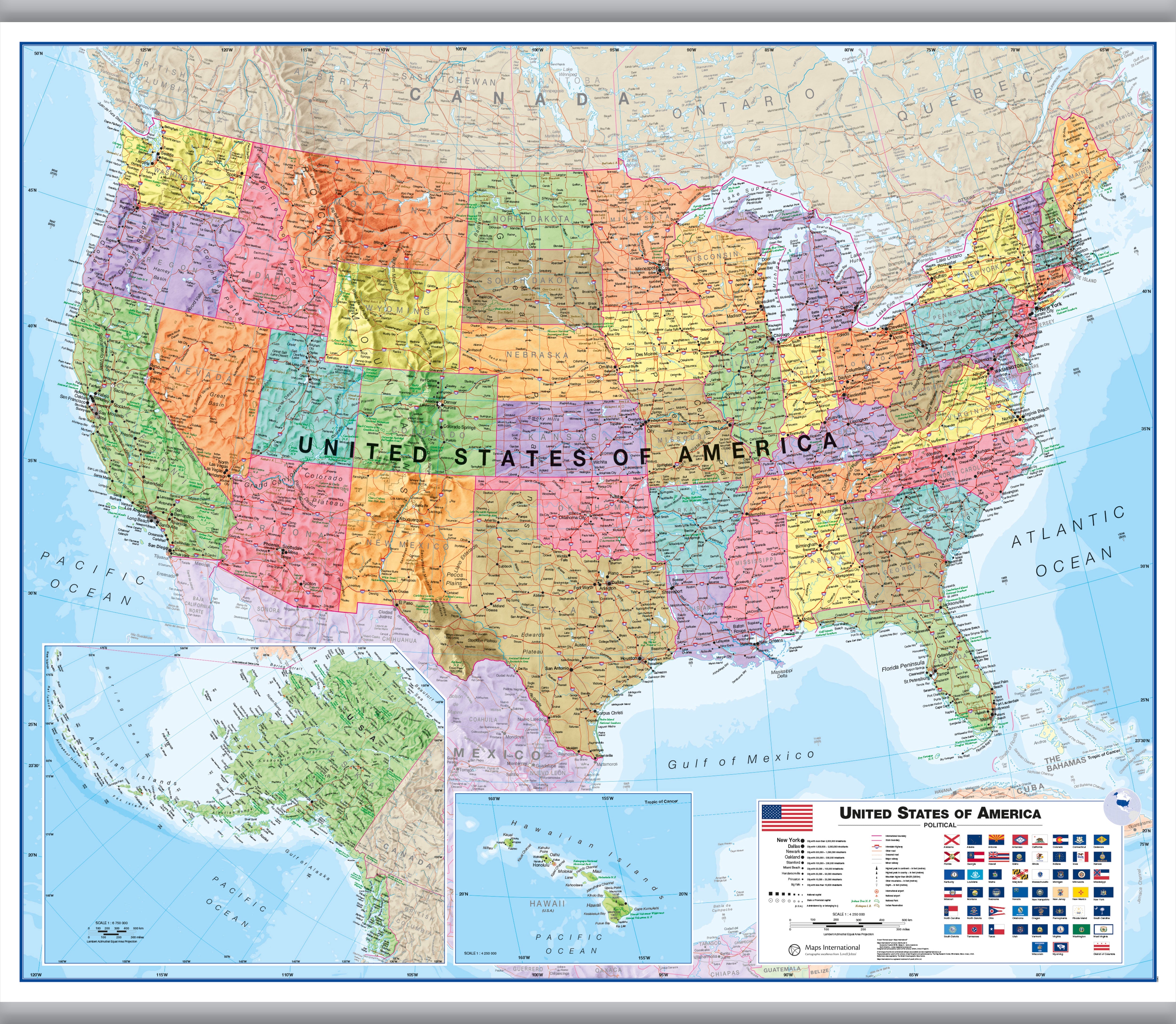 CM00021_L_LAMHB - USA Wall Map Political