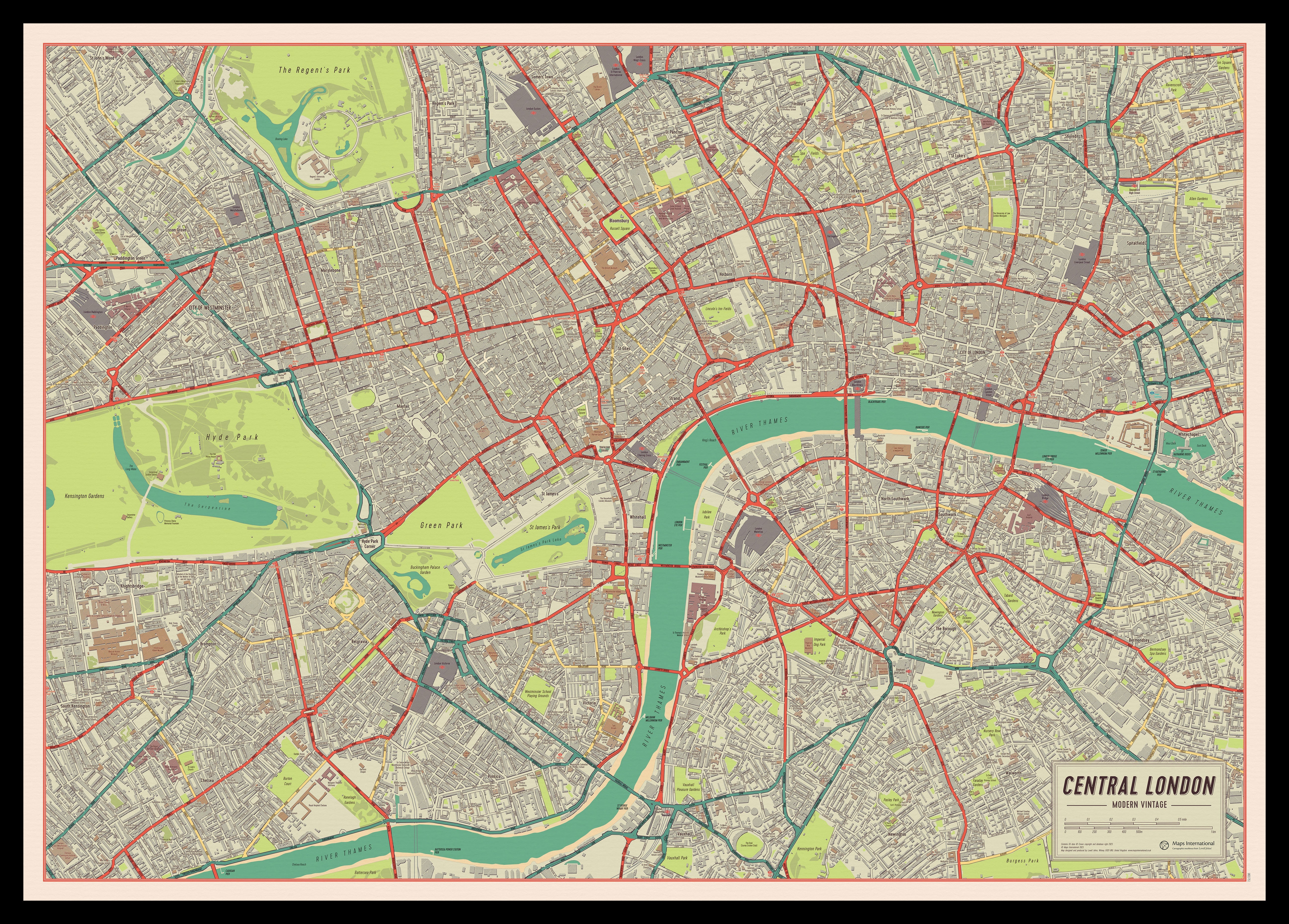 UK01751_S_PINBL - Vintage Map of London Poster
