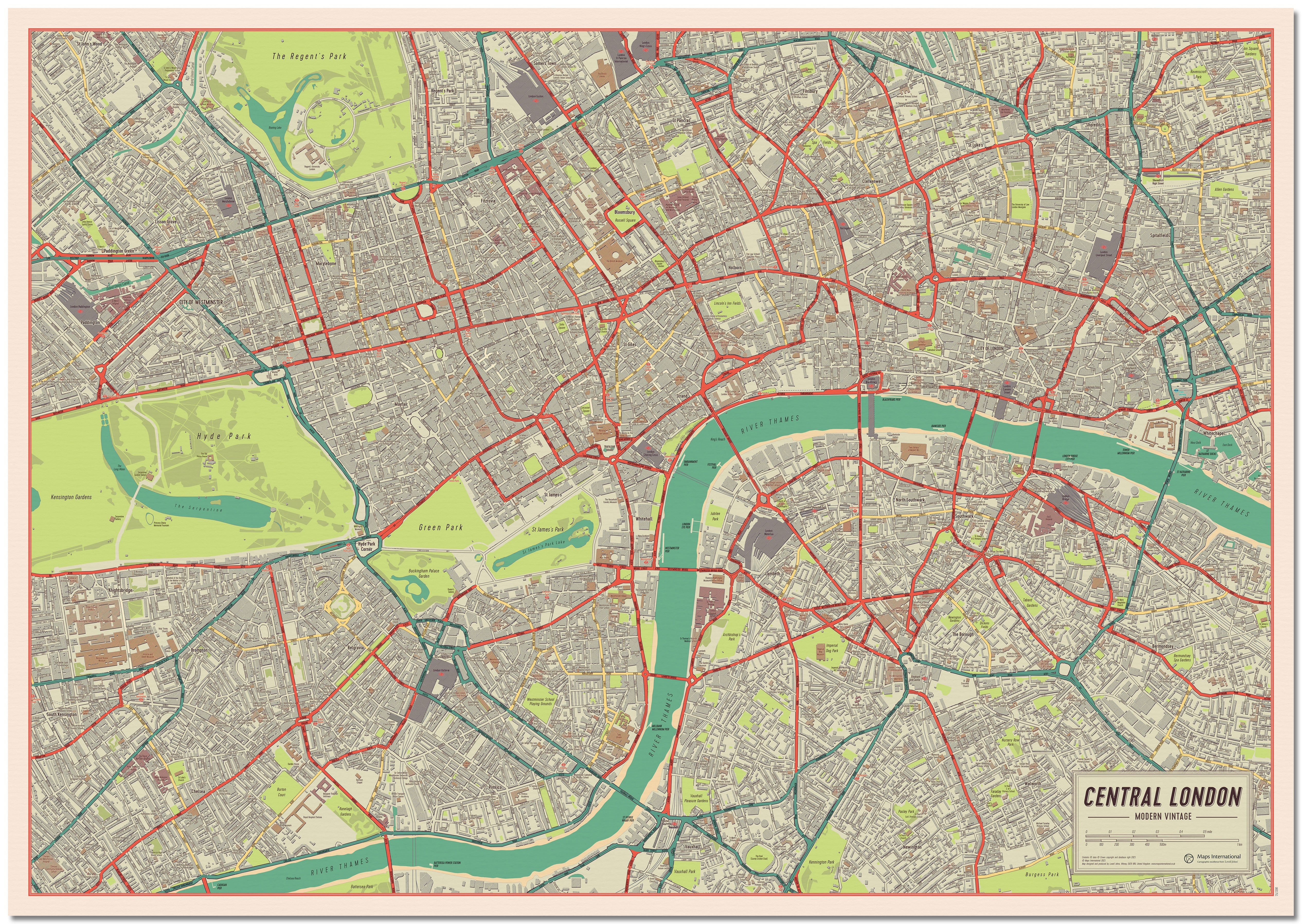 UK01751_L_LMBRD - Vintage Map of London Poster