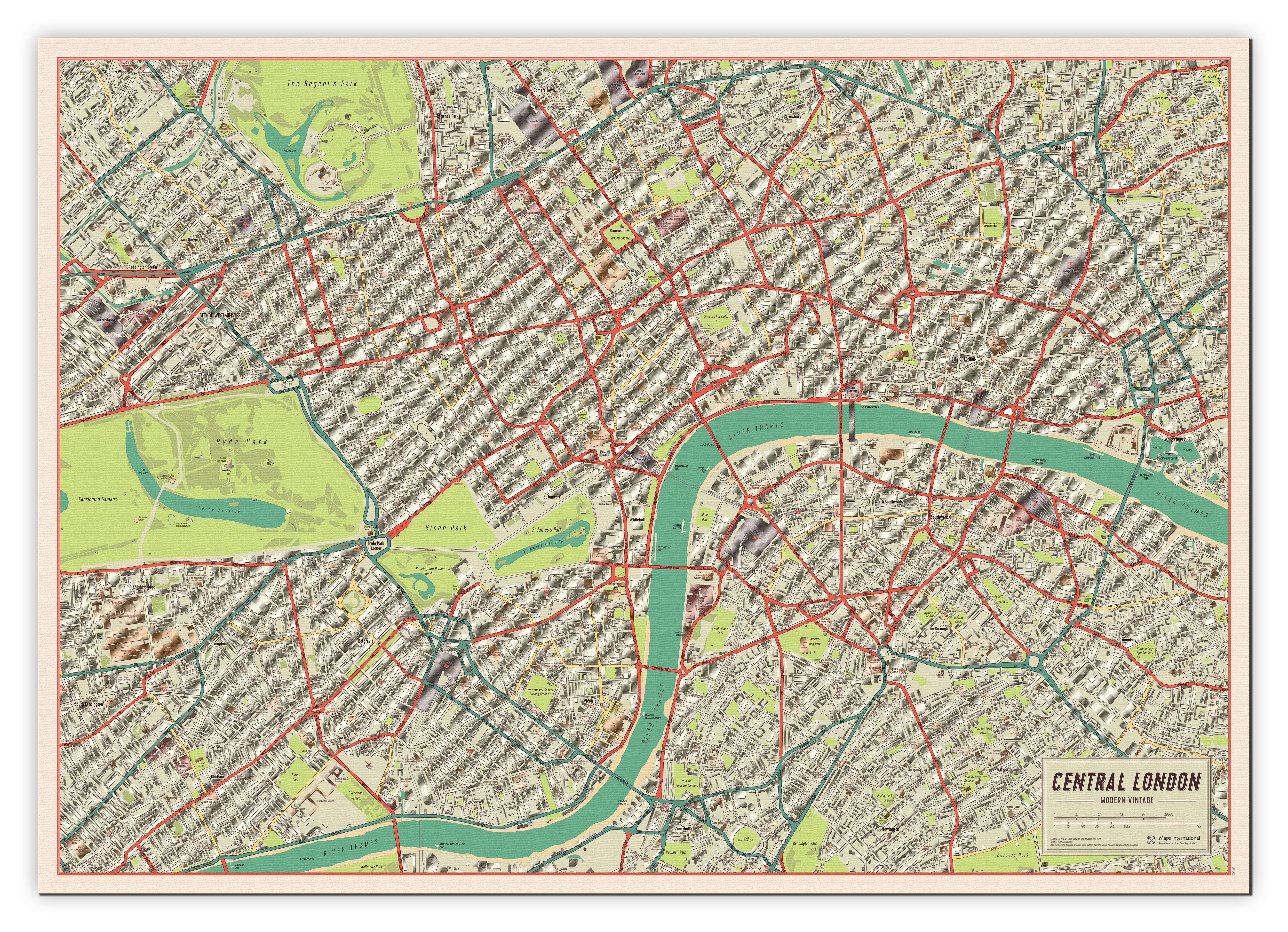 UK01751_M_CANVA - Vintage Map of London Poster
