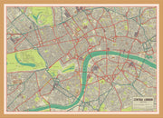UK01751_M_WDOAK - Medium Vintage Map of London Poster (Wood Frame - Oak)