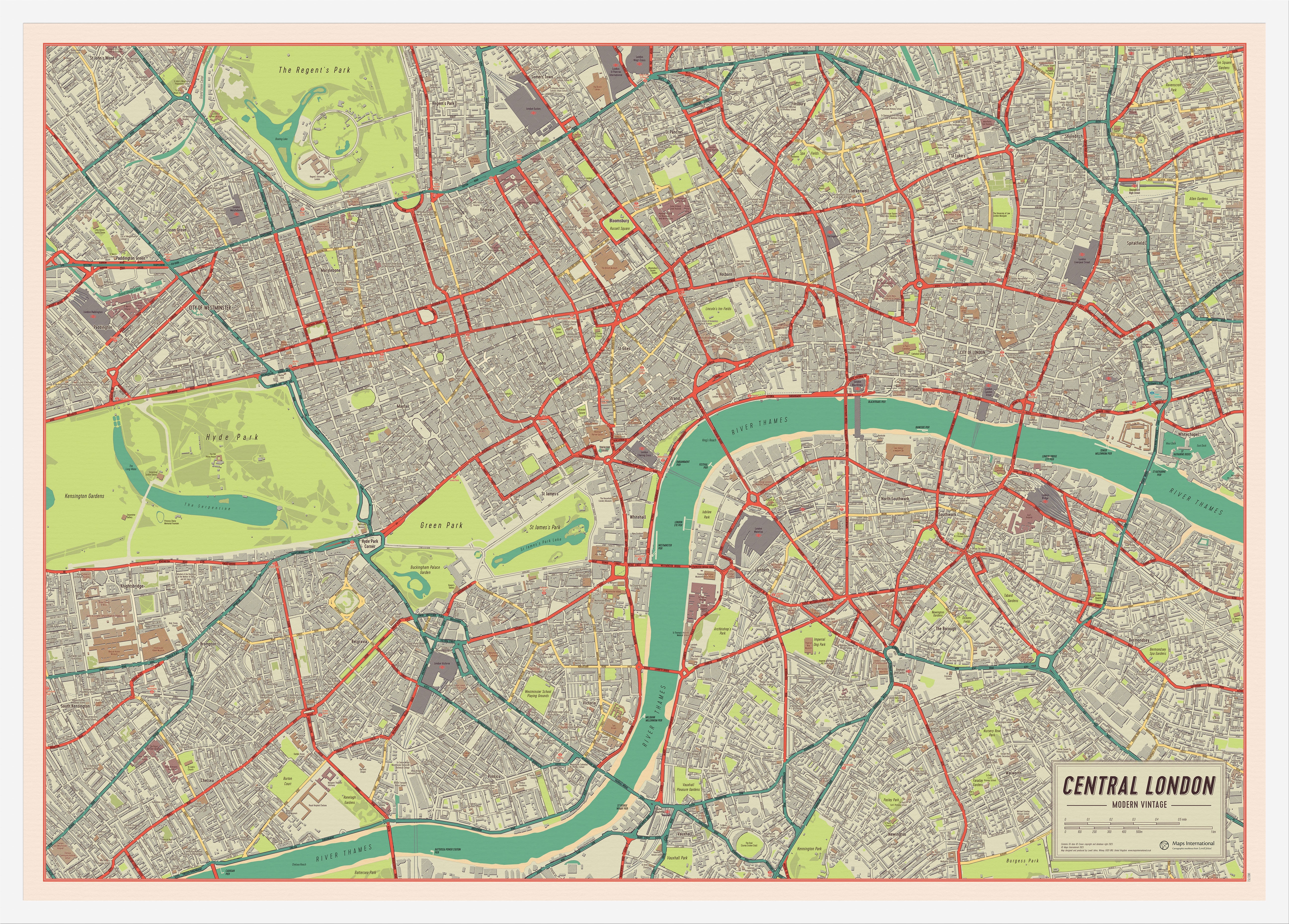 UK01751_M_WDWHI - Vintage Map of London Poster