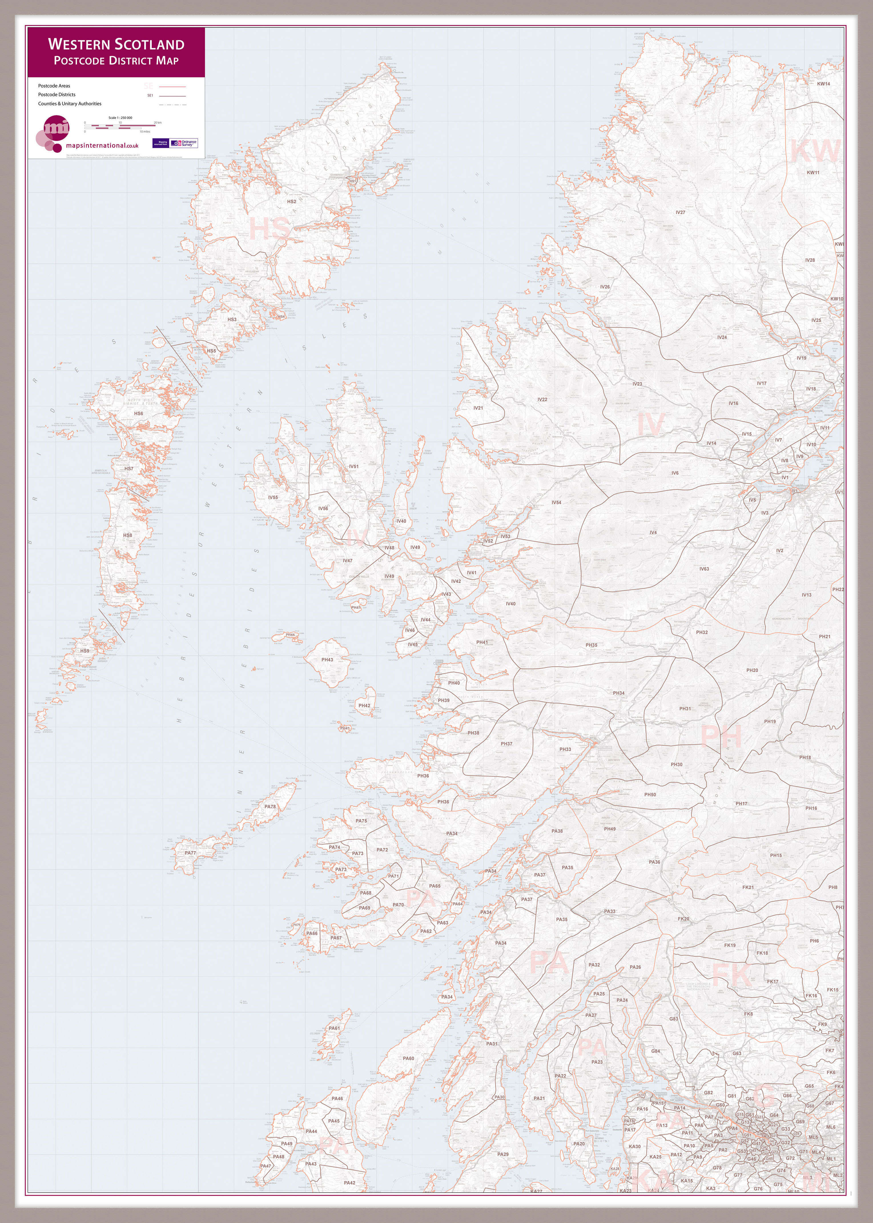 UK00039_L_MGFAL - Western Scotland Postcode District Map