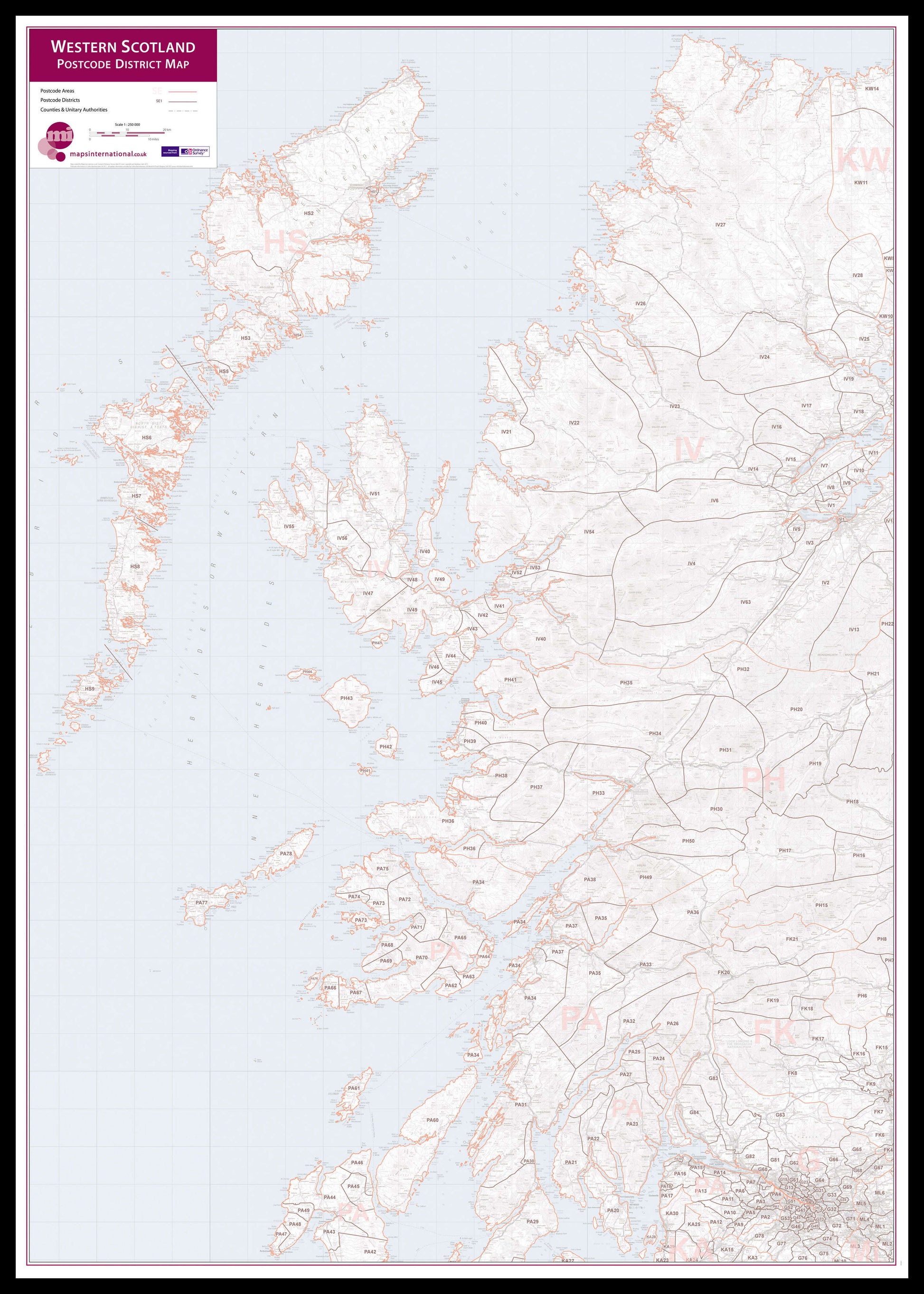 UK00039_L_LBDBL - Western Scotland Postcode District Map