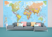WP00668_H_WALLP - Political World Map Wallpaper