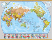 WM00400_L_CWDHB - World Pacific-centred Wall Map with flags
