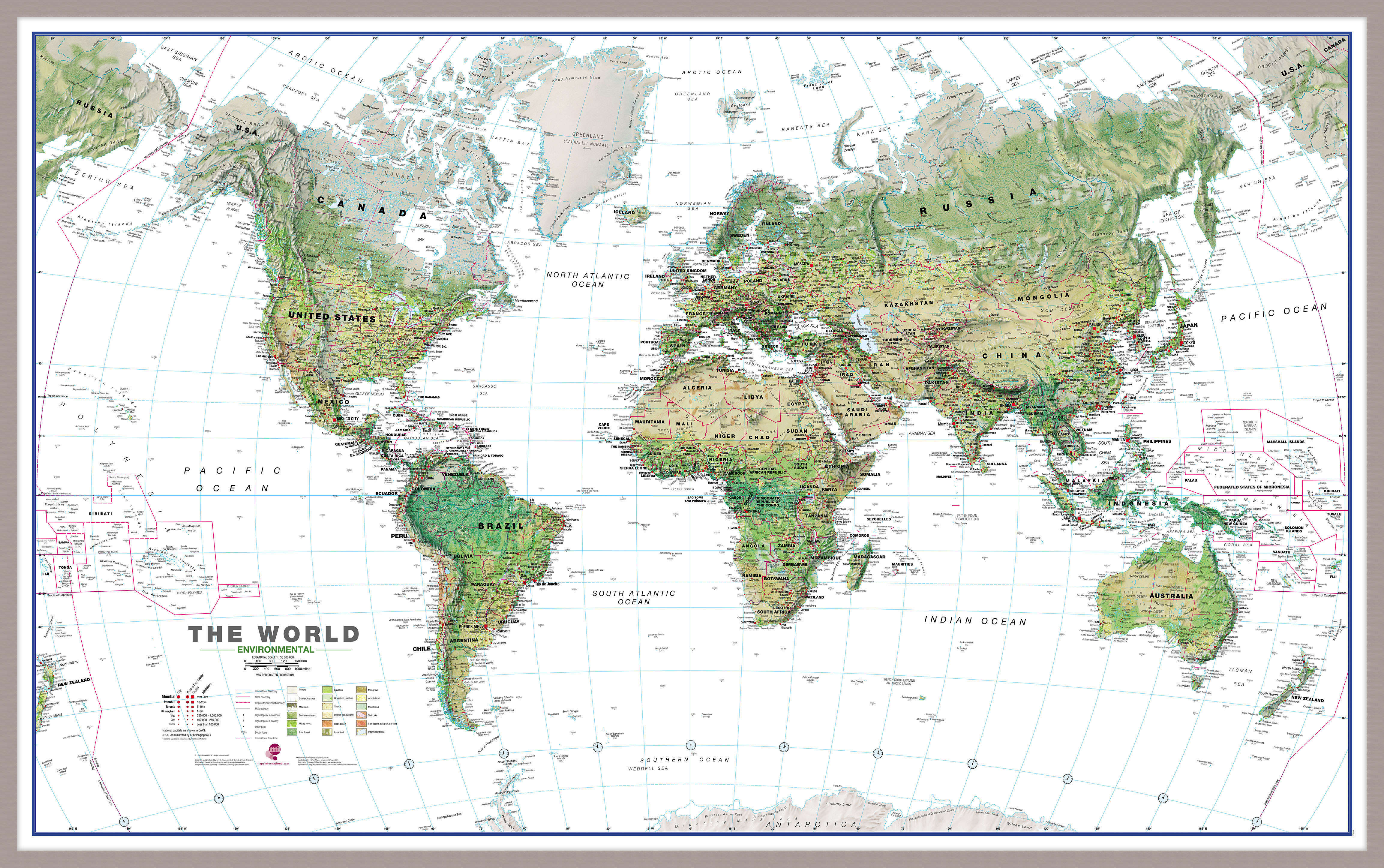 WM00402_L_LBDAL - World Wall Map Environmental White Ocean