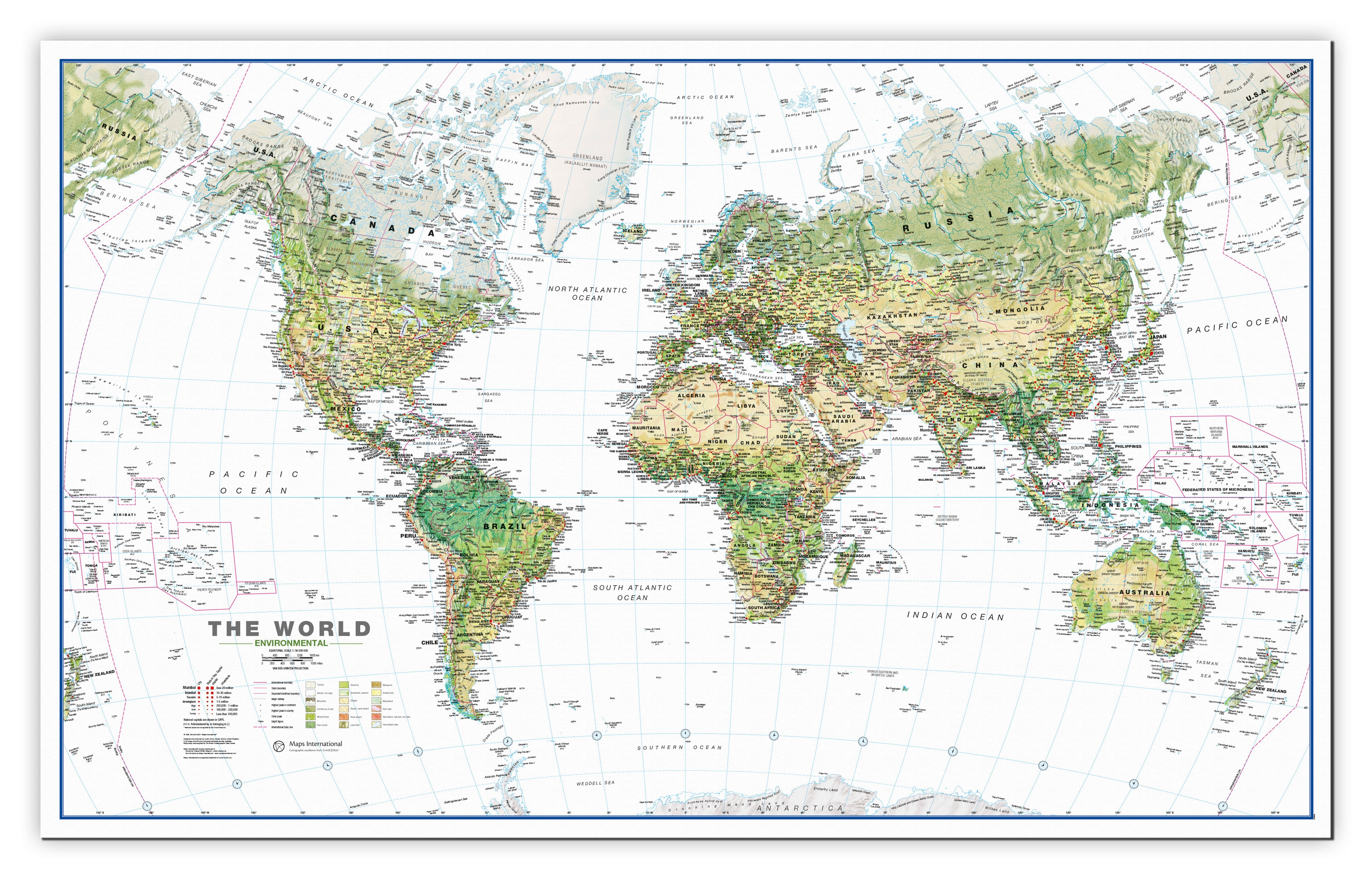 WM00402_L_CANVA - World Wall Map Environmental White Ocean