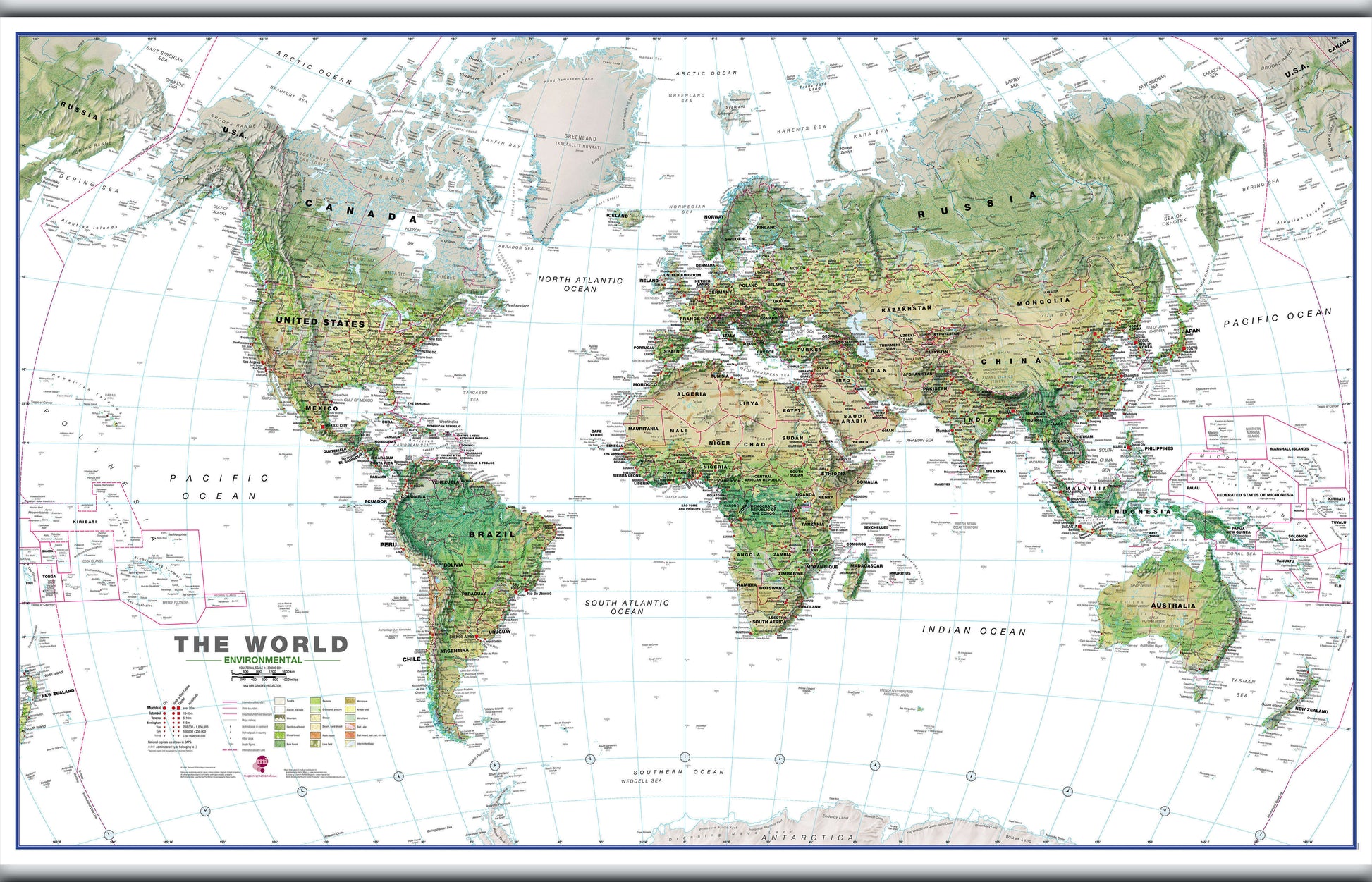 WM00402_H_CANHB - World Wall Map Environmental White Ocean