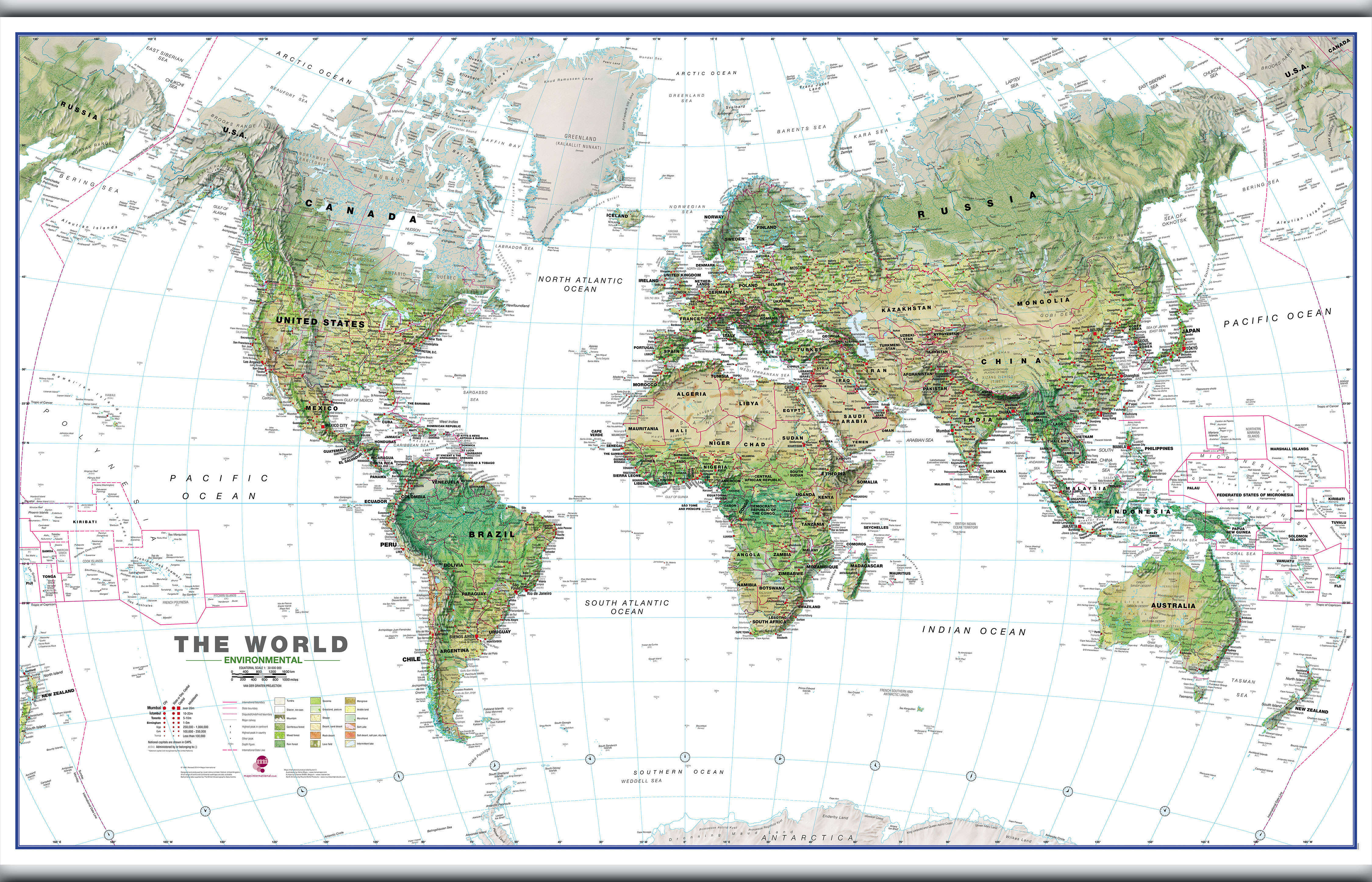 WM00402_H_CANHB - World Wall Map Environmental White Ocean