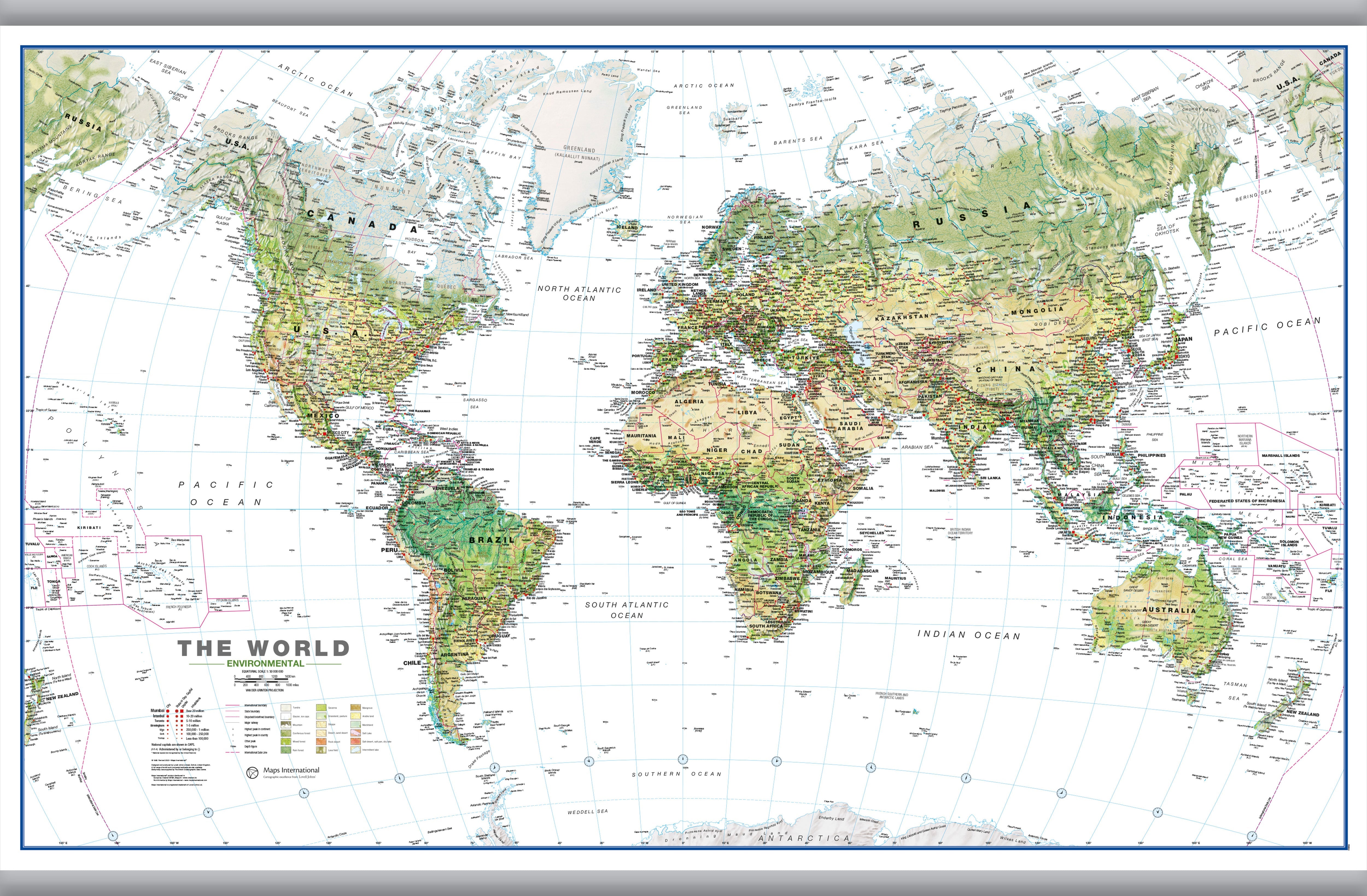 WM00402_H_CANHB - World Wall Map Environmental White Ocean