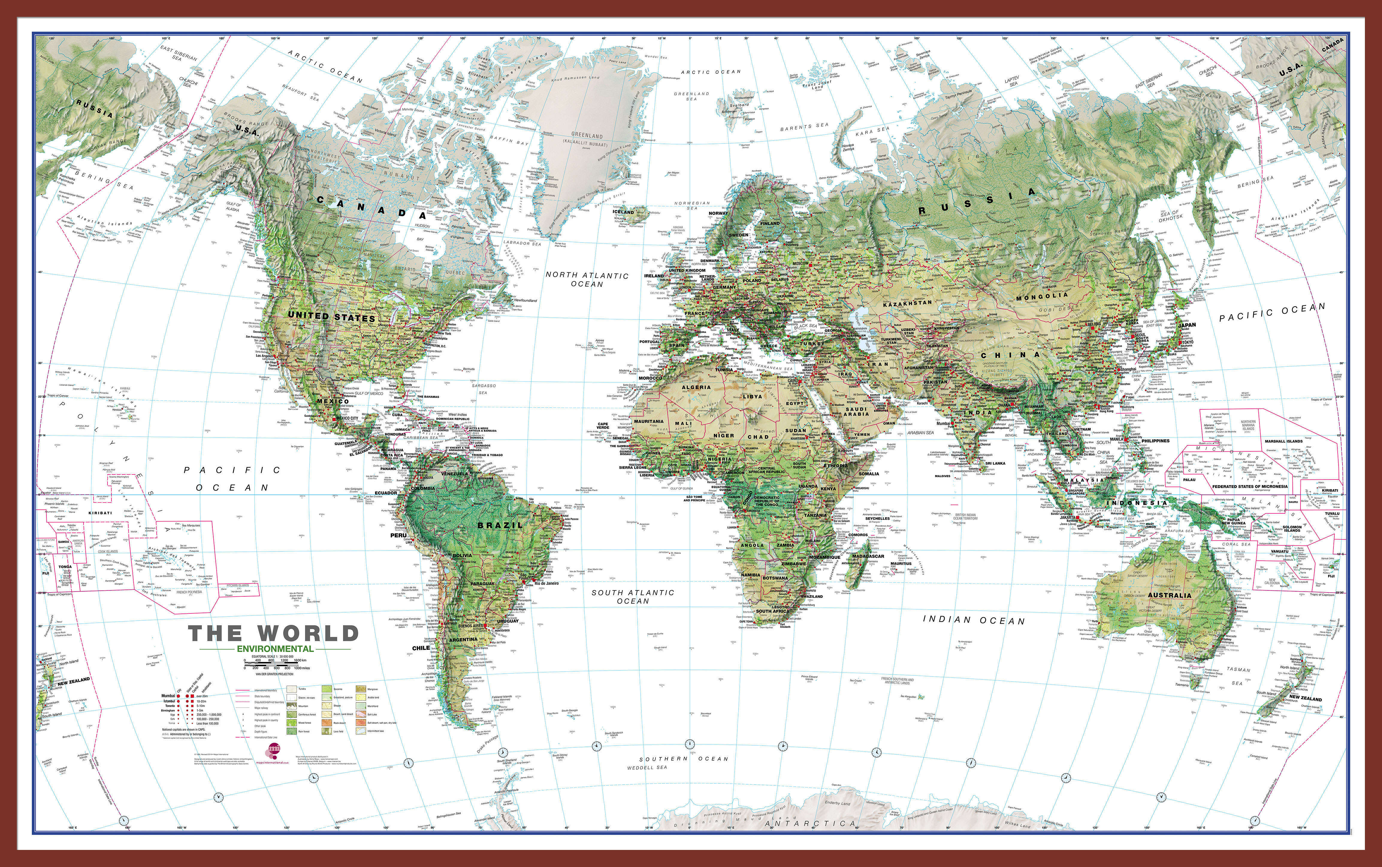 WM00402_H_LBDOK - World Wall Map Environmental White Ocean