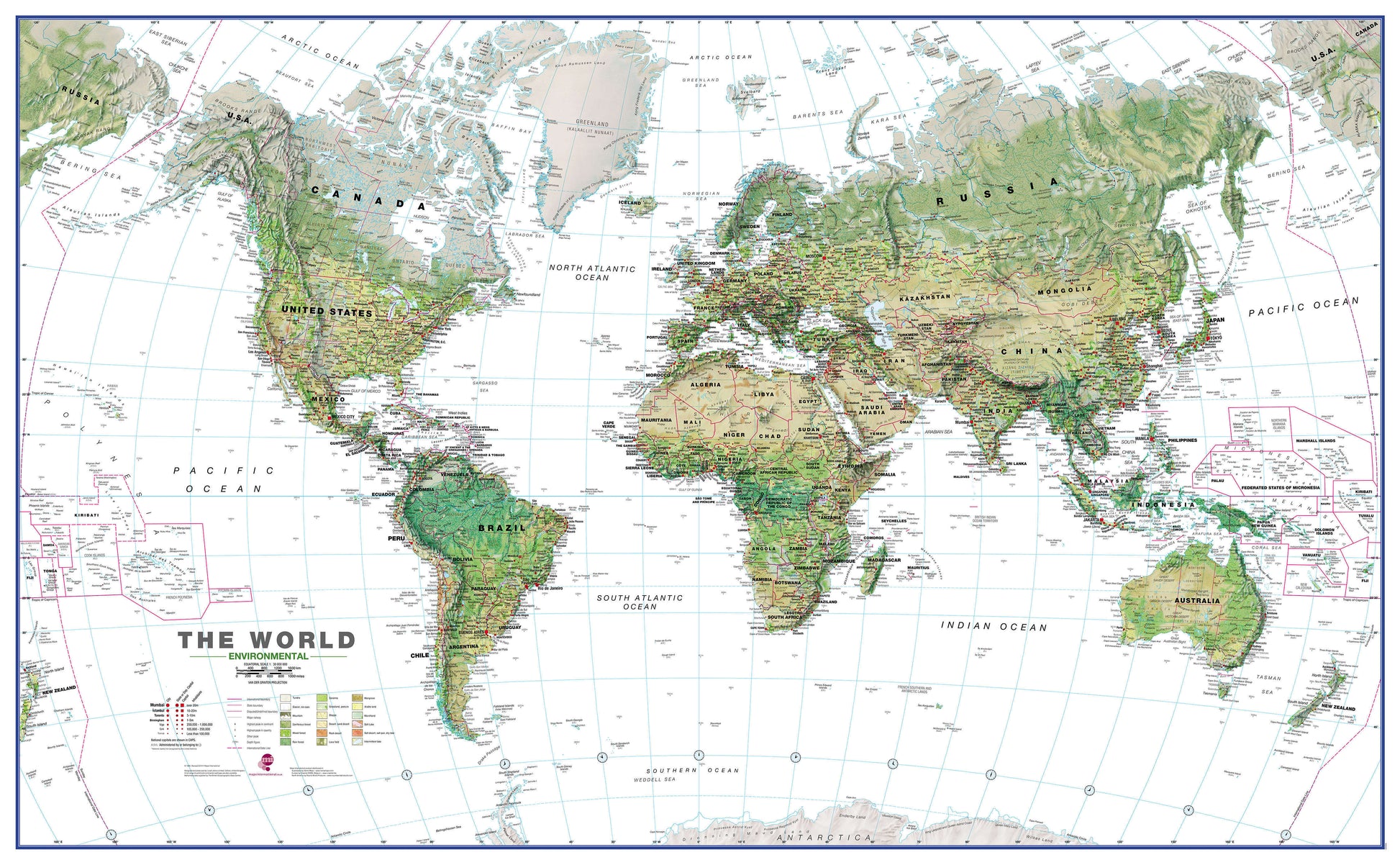 WM00402_L_CANRL - World Wall Map Environmental White Ocean