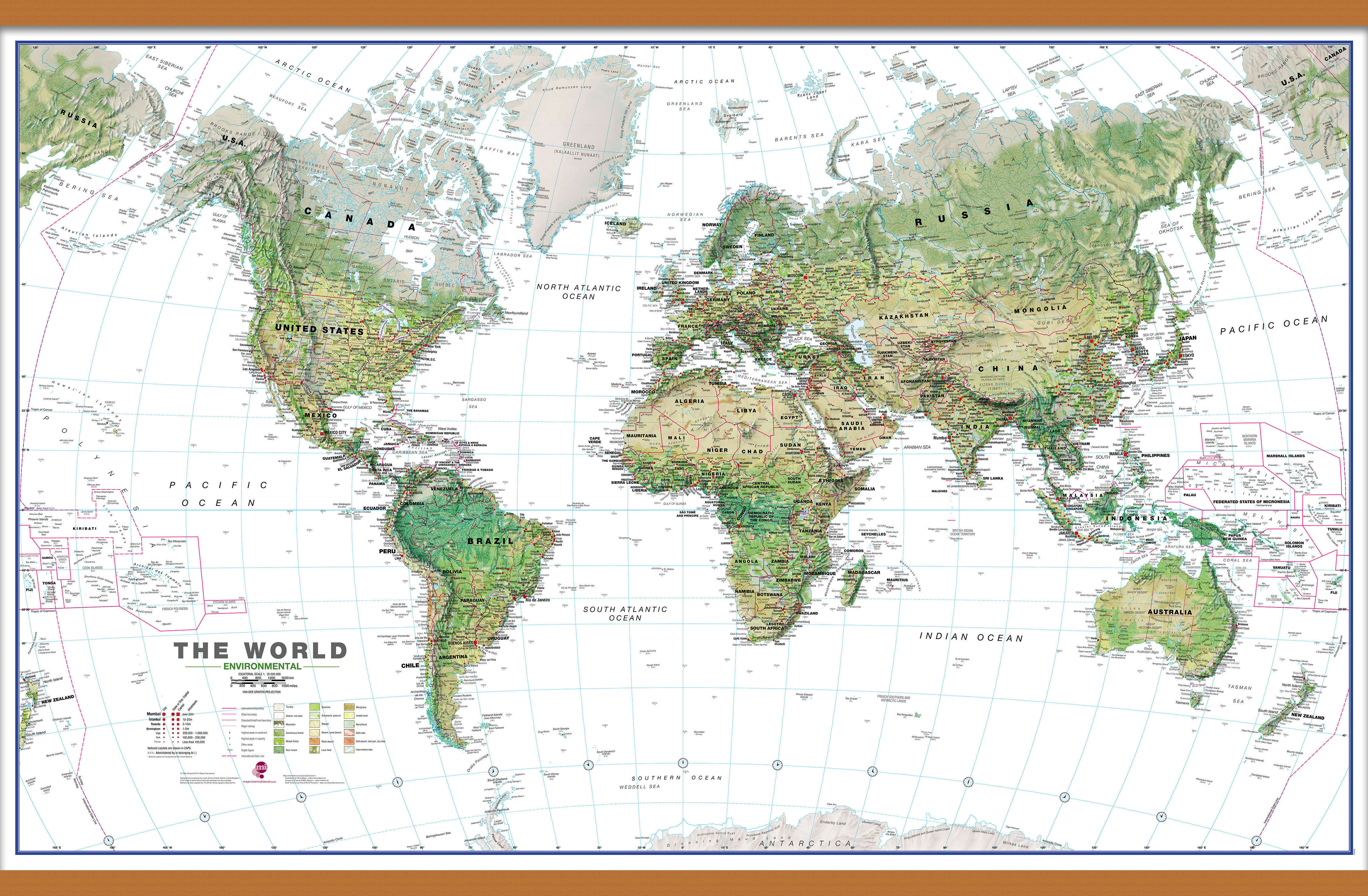 WM00402_L_CWDHB - World Wall Map Environmental White Ocean