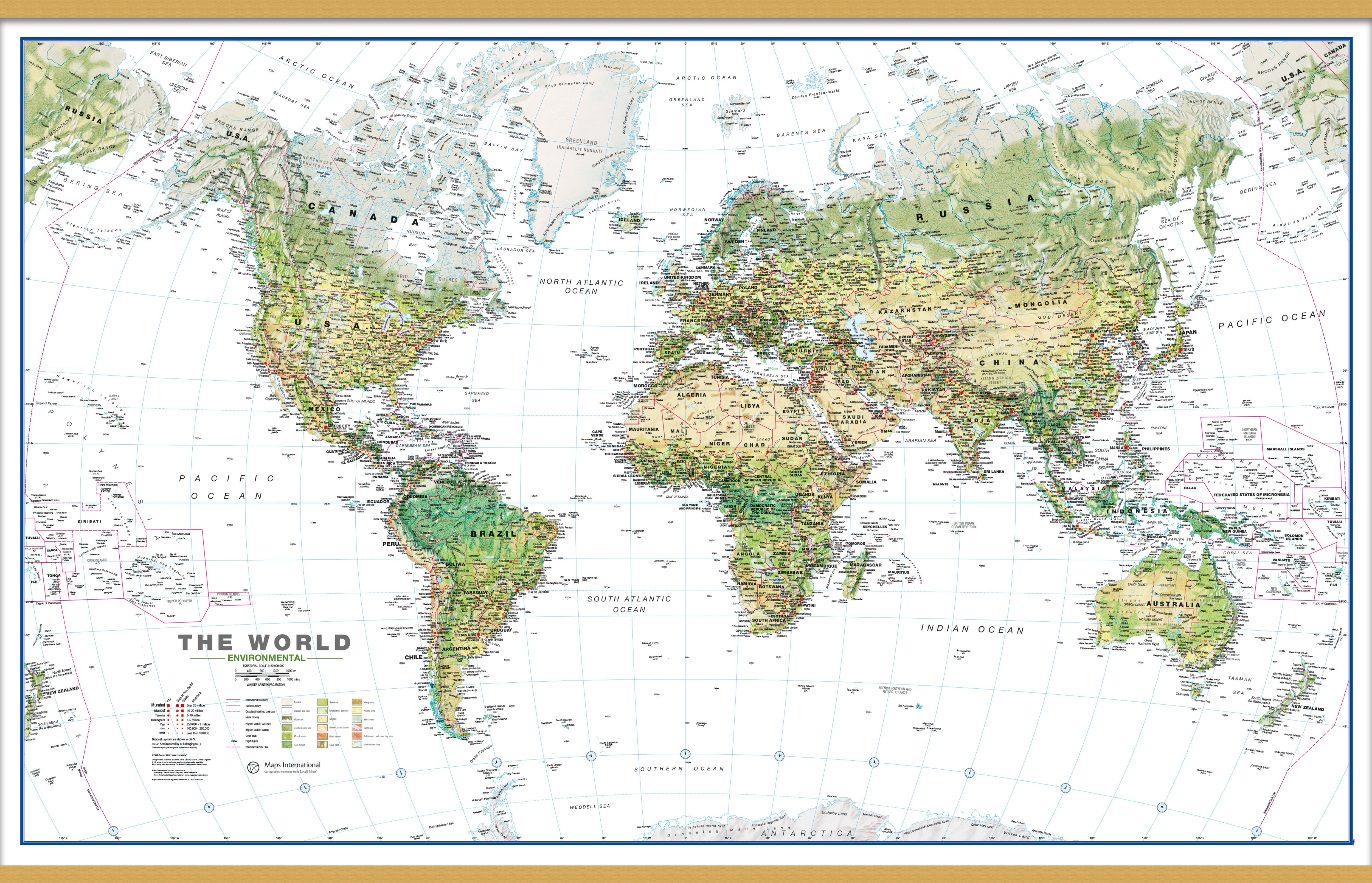 WM00402_L_LWDHB - World Wall Map Environmental White Ocean