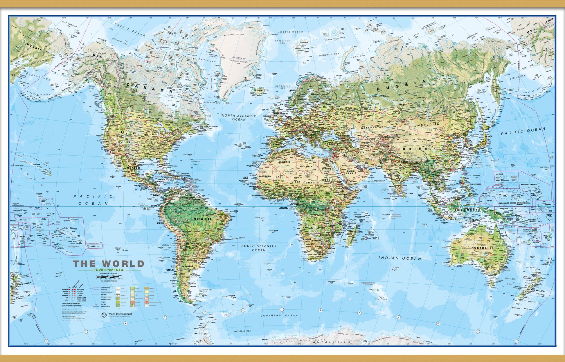 World Wall Map Environmental Without Flags Wooden Bars Lwdhb