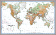 WM00914_L_MGFAL - World Wall Map Physical White Ocean