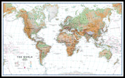 WM00914_H_LBDBL - World Wall Map Physical White Ocean