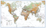 WM00914_L_LAMIN - World Wall Map Physical White Ocean