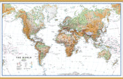 WM00914_L_CWDHB - World Wall Map Physical White Ocean