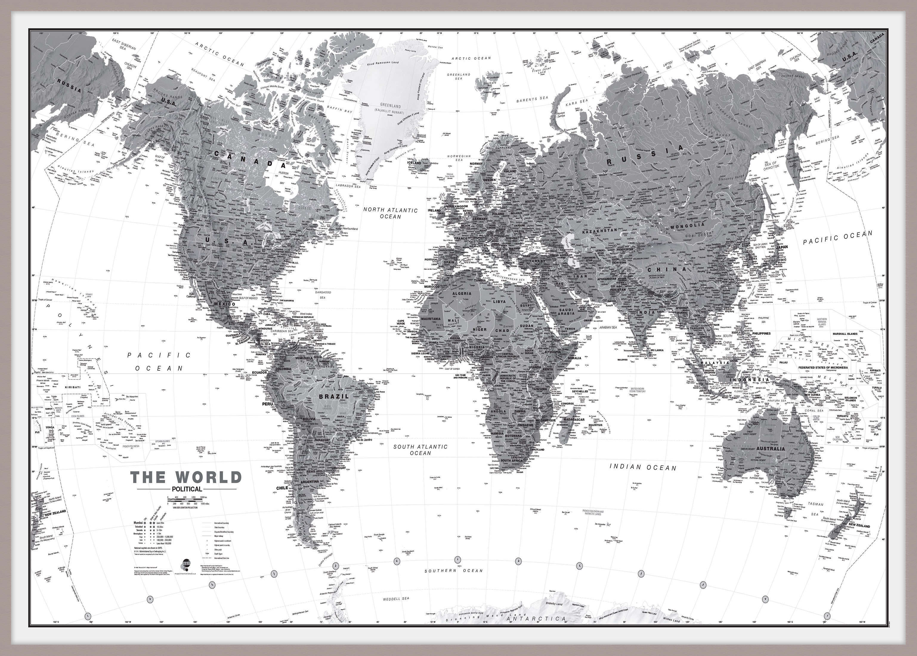 WM01642_H_MGFAL - World Wall Map Political Black & White