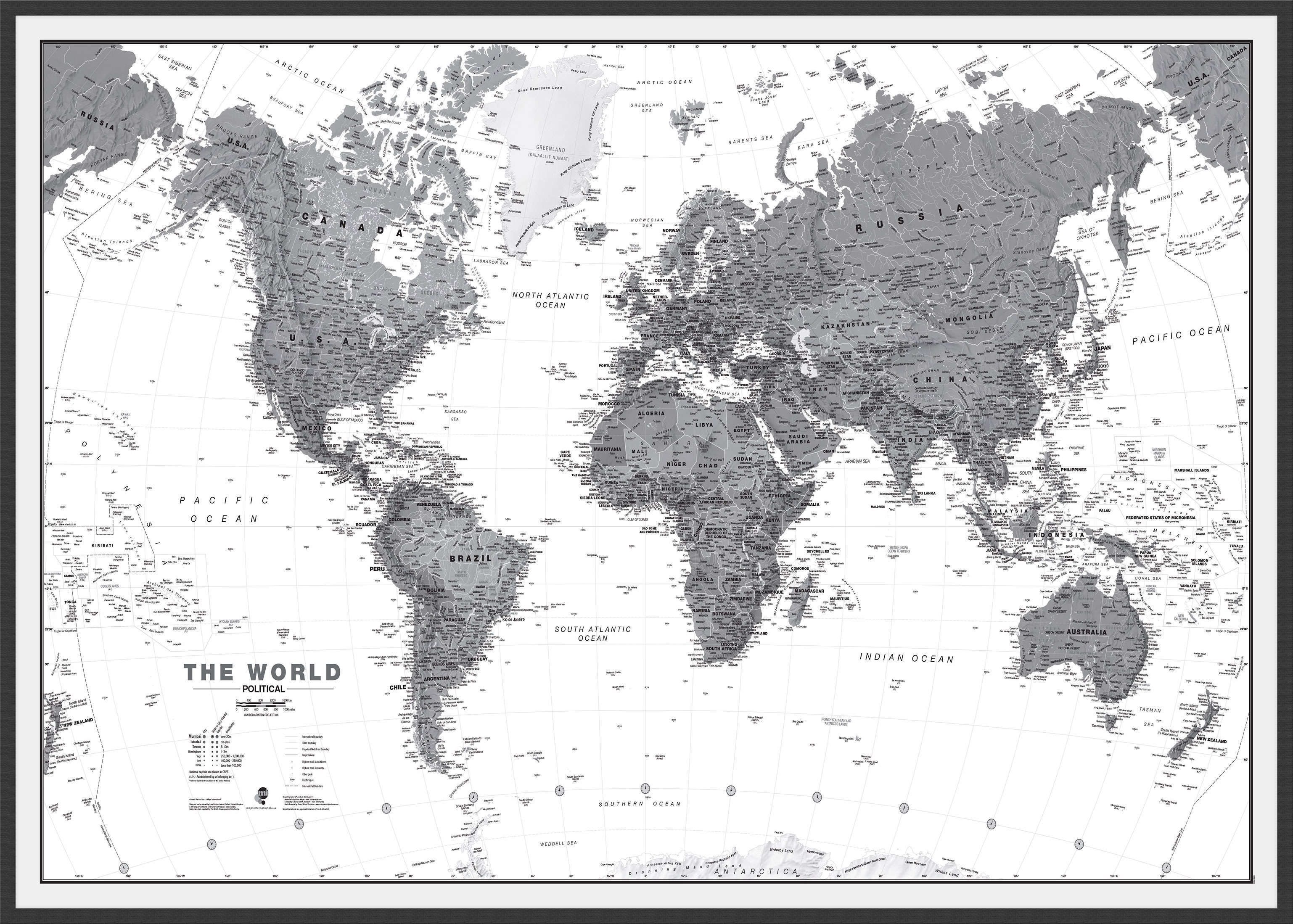 WM01642_L_LBWBL - World Wall Map Political Black & White