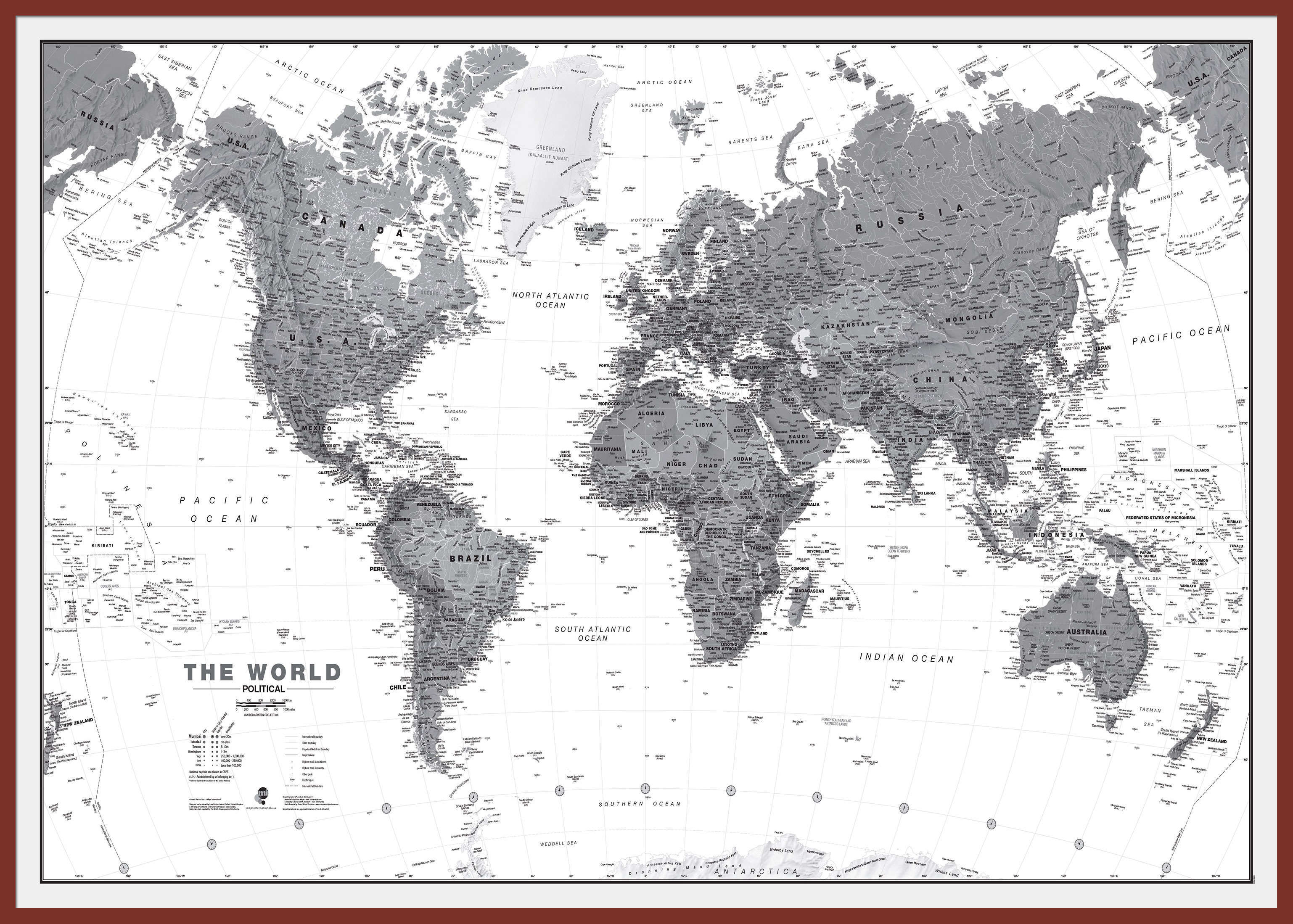 WM01642_H_LBDOK - World Wall Map Political Black & White