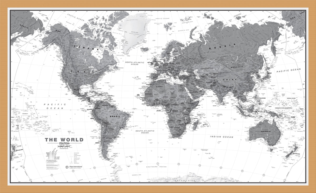 WM01642_M_BWOAK - World Wall Map Political Black & White