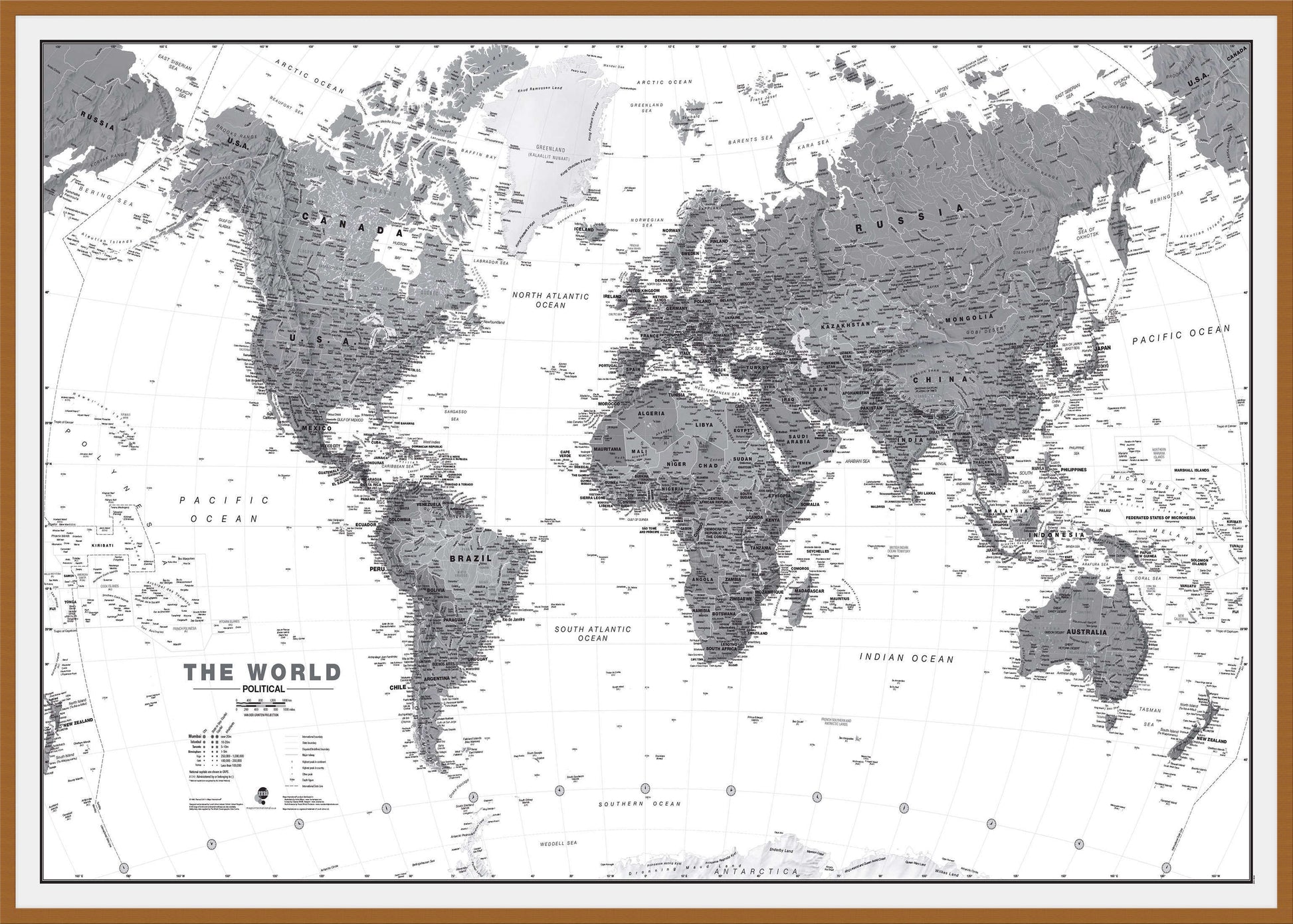 WM01642_L_LBWTE - World Wall Map Political Black & White