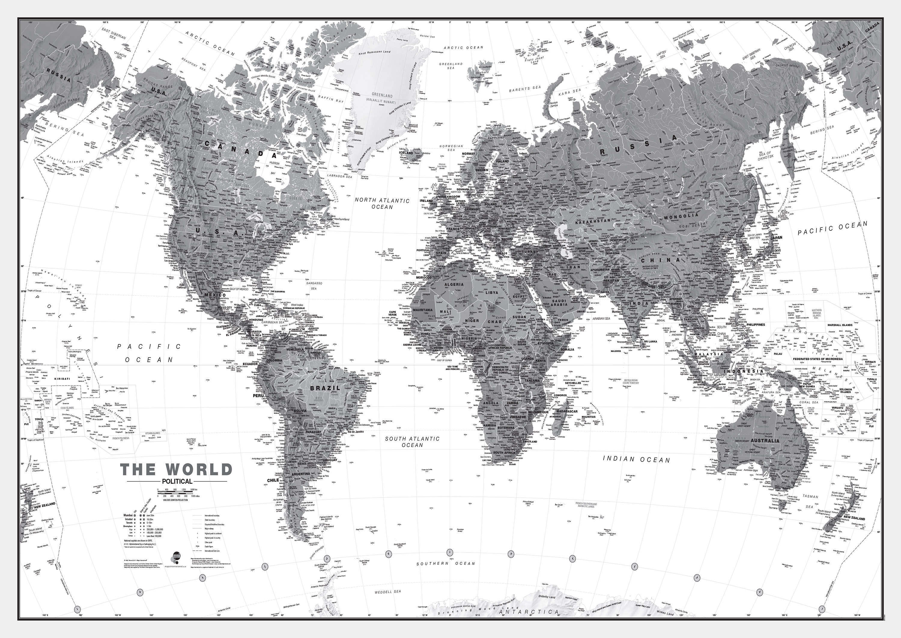 WM01642_L_CANRL - World Wall Map Political Black & White