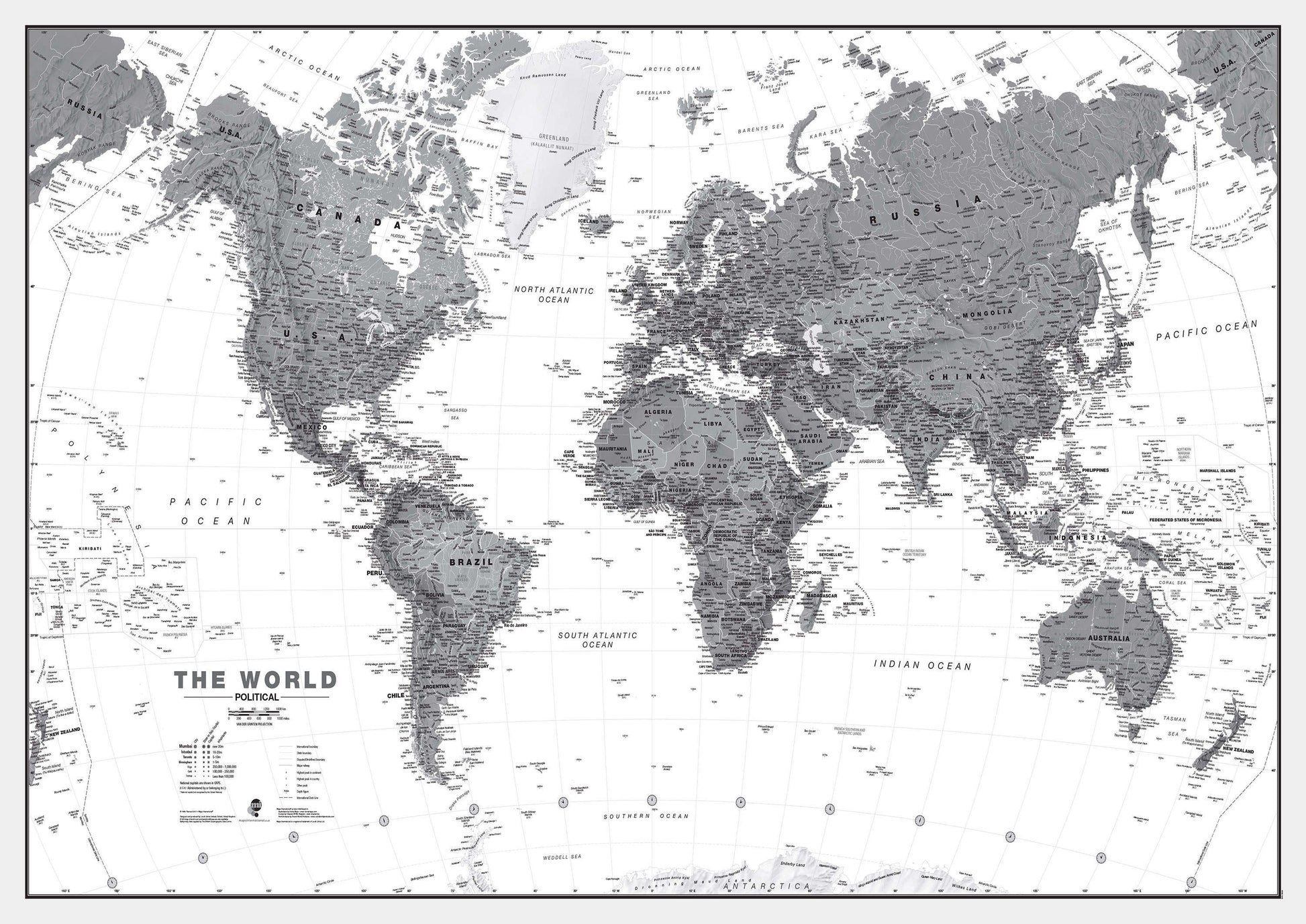 WM01642_H_CANRL - World Wall Map Political Black & White