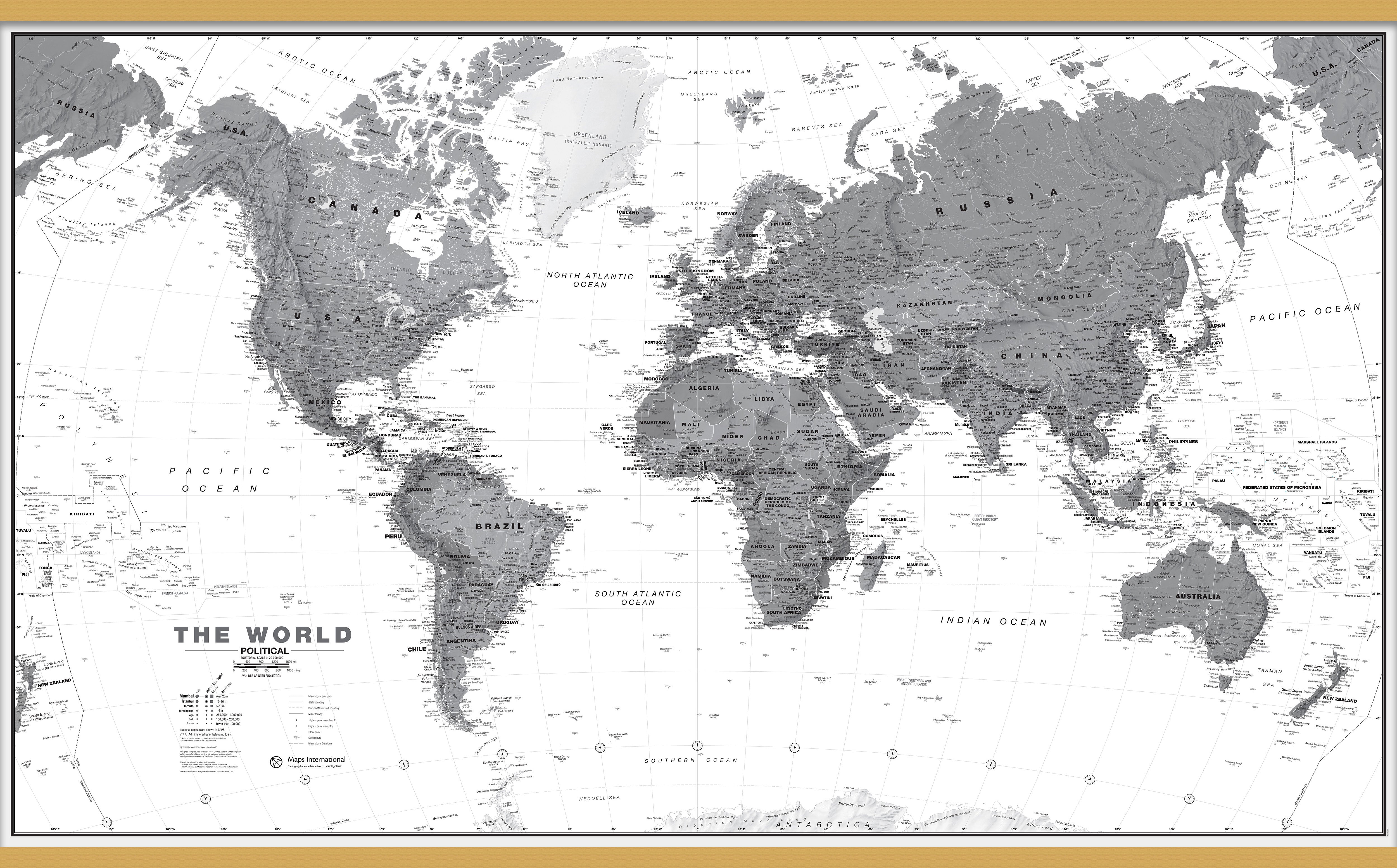 WM01642_M_LWDHB - World Wall Map Political Black & White