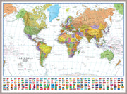 WM00401_L_LBDAL - World Wall Map Political with flags White Ocean