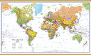 WM00401_L_LWDHB - World Wall Map Political with flags White Ocean