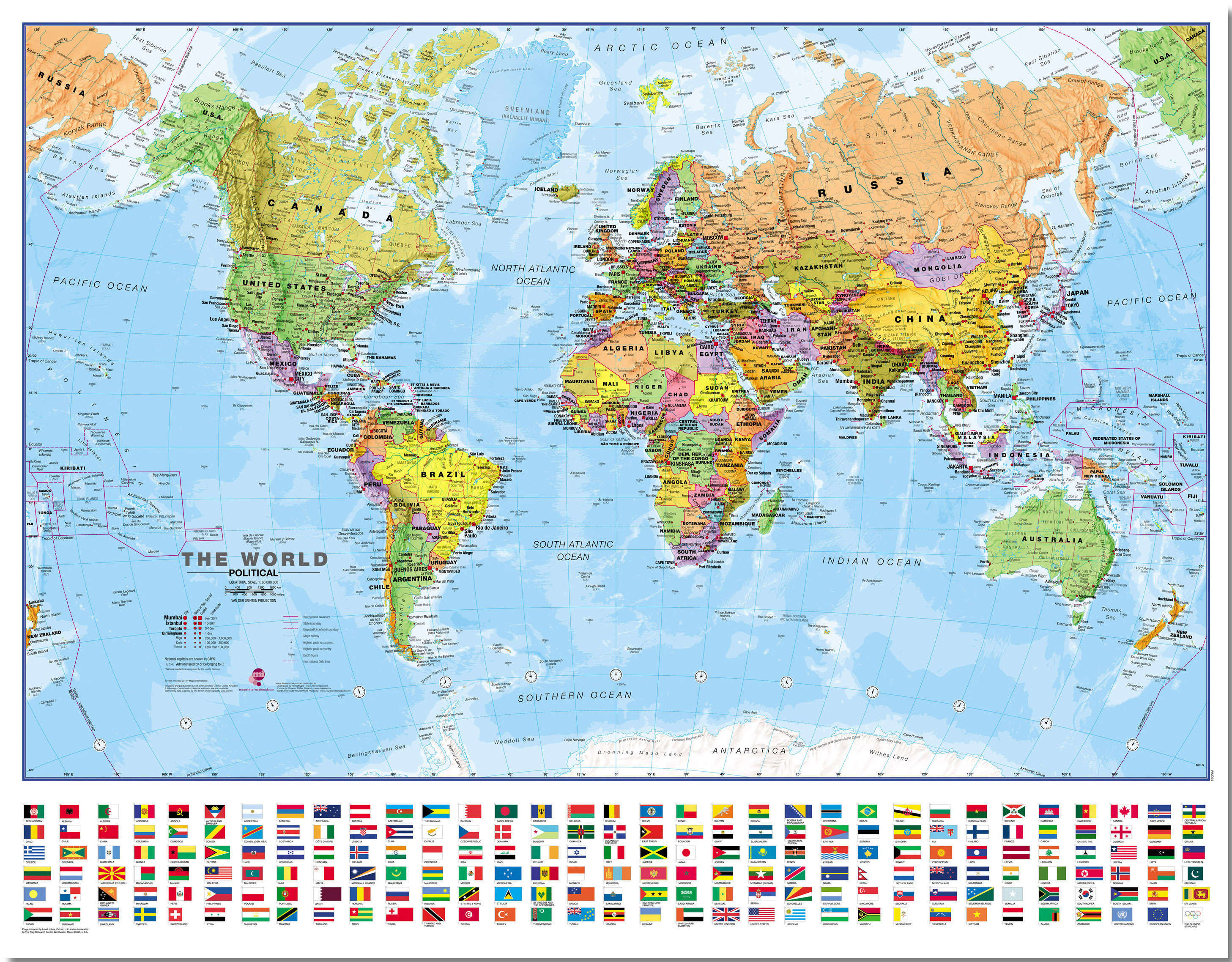 WM00002_S_PNBRD - Political World Map with country flags