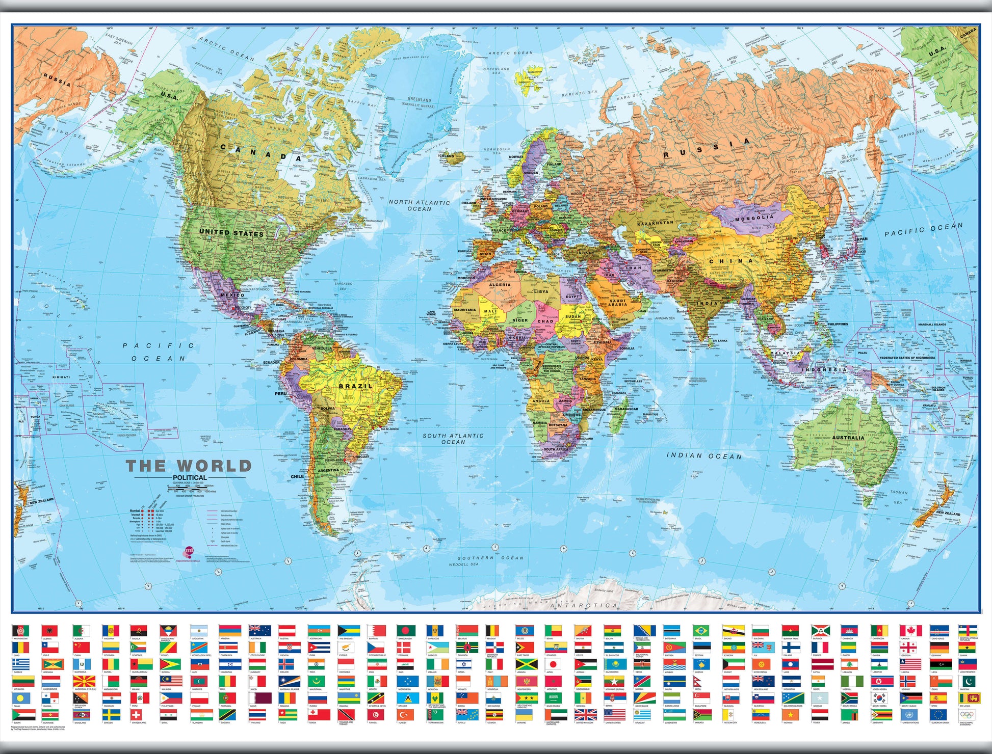 WM00002_L_LAMHB - Political World Map with country flags