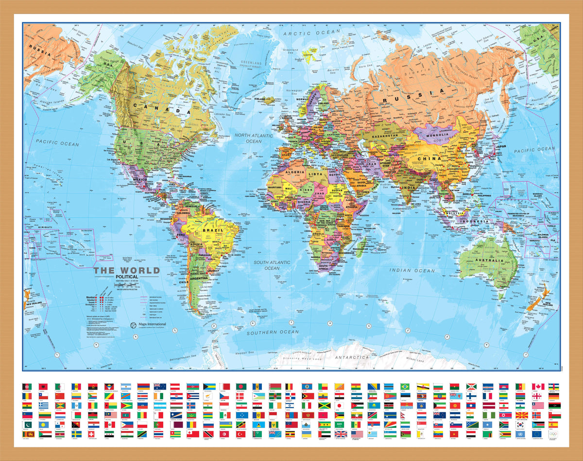 WM00002_S_BWOAK - Political World Map with country flags